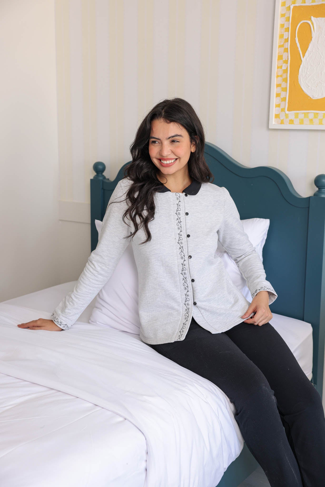 بيجاما ميلتون كلاسيك بزراير بندا مطرزه