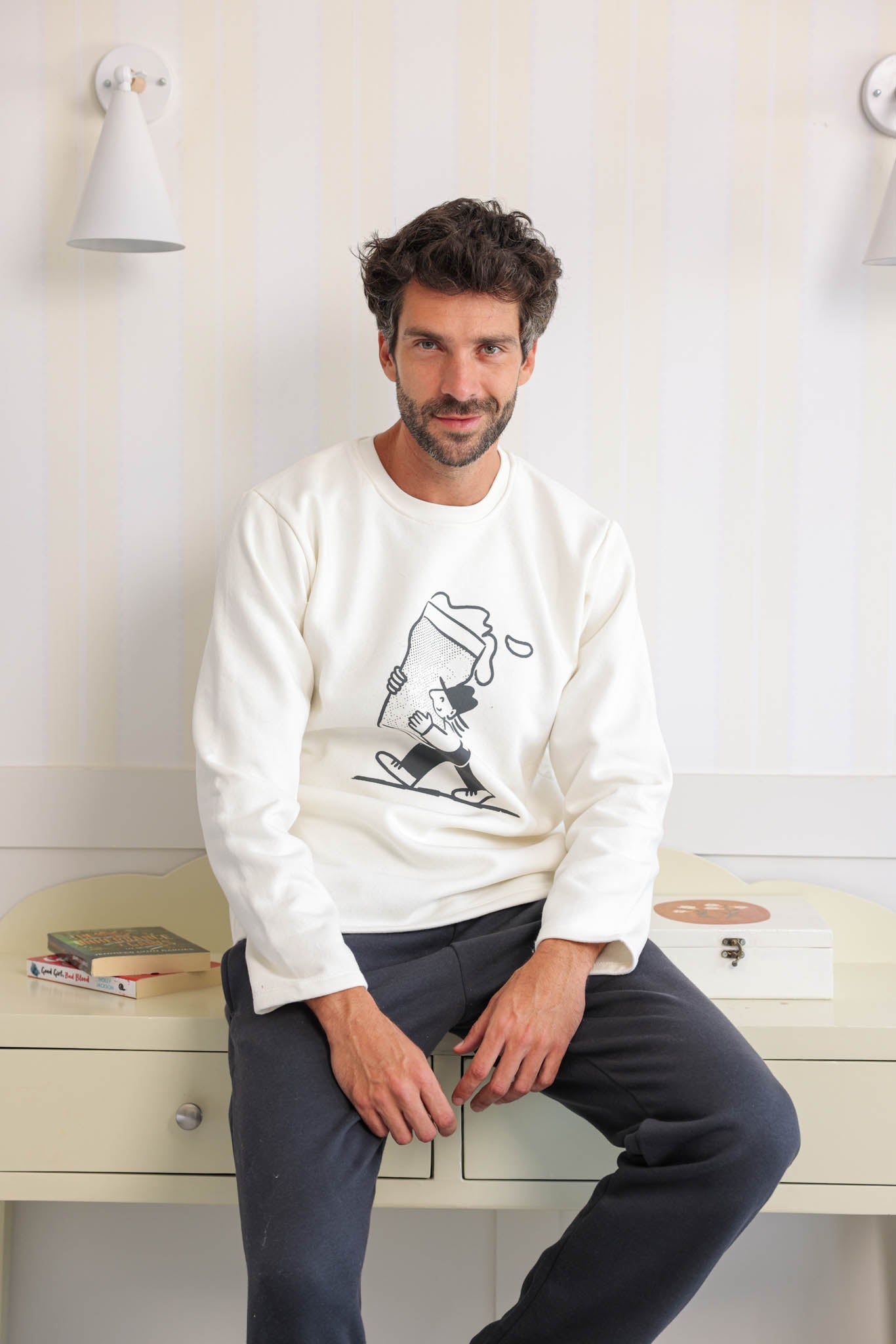 بيجاما ميلتون مطبوع بنطلون ساده