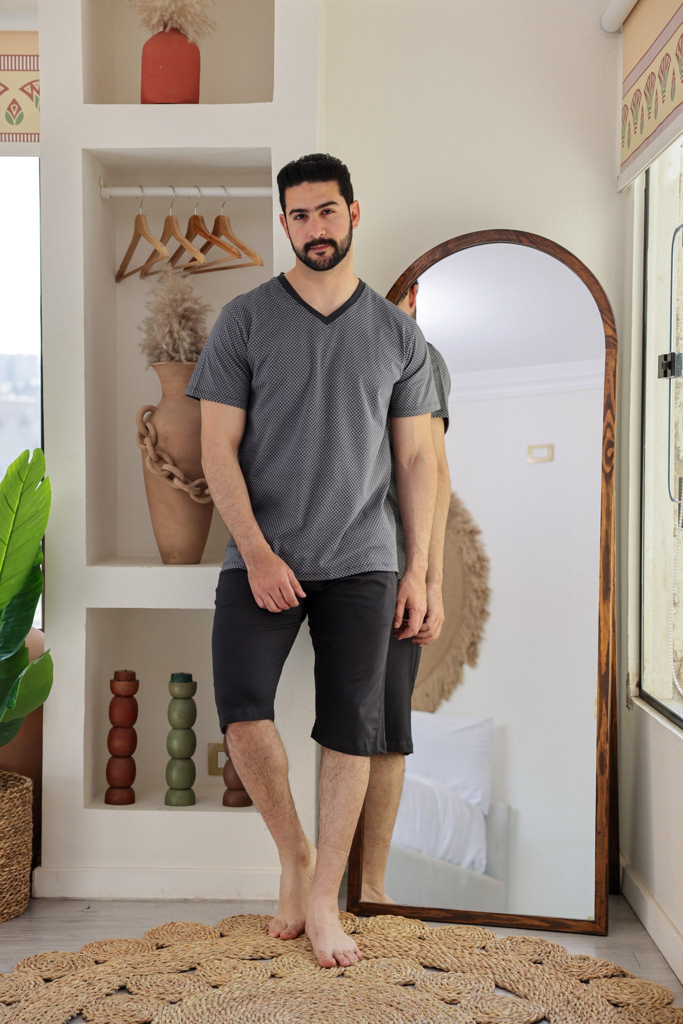 بيجاما نص كم مطبوع روتاري بنتاكور ساده