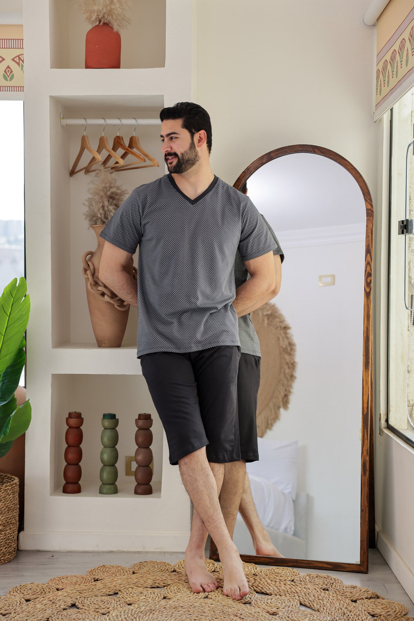 بيجاما نص كم مطبوع روتاري بنتاكور ساده