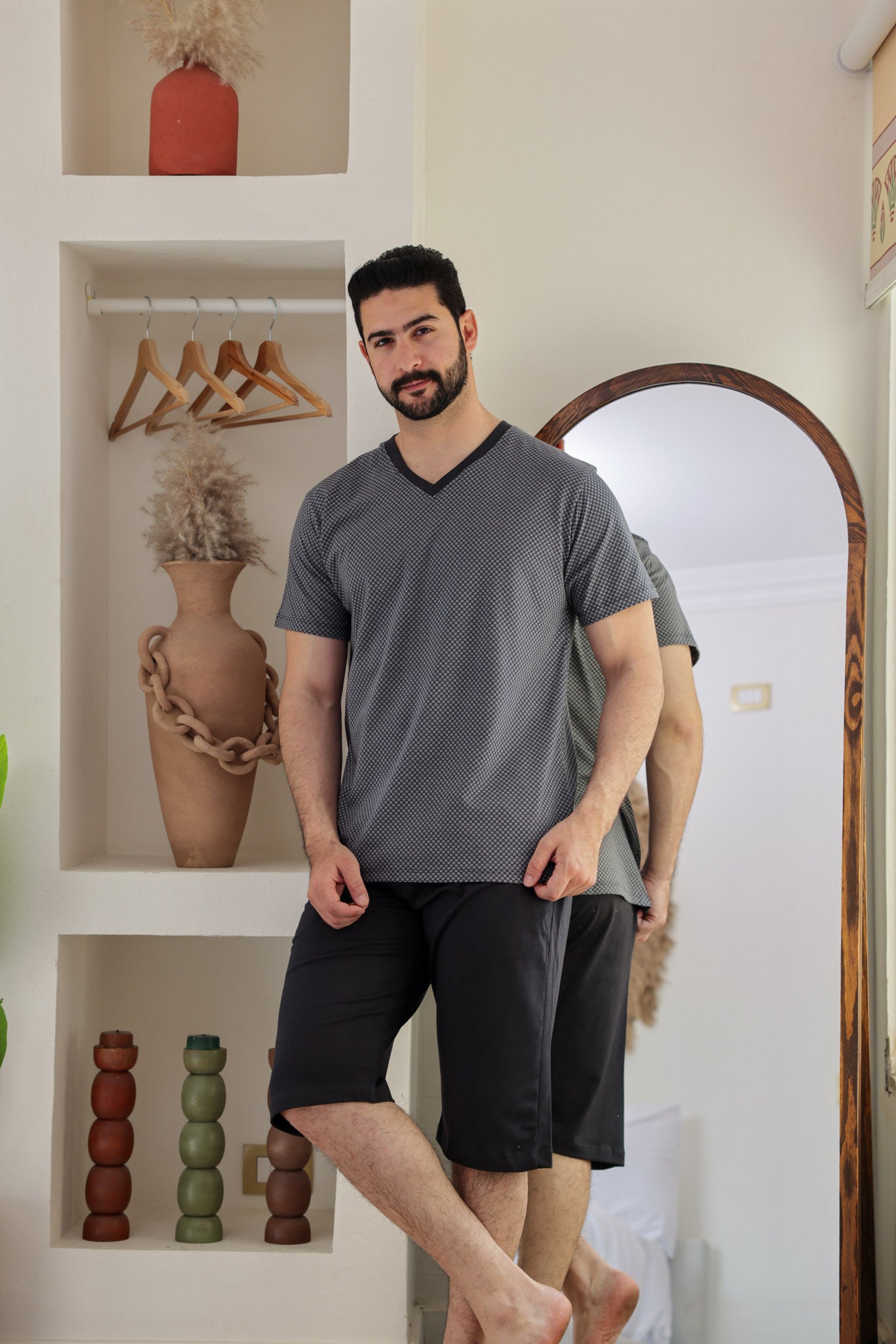 بيجاما نص كم مطبوع روتاري بنتاكور ساده