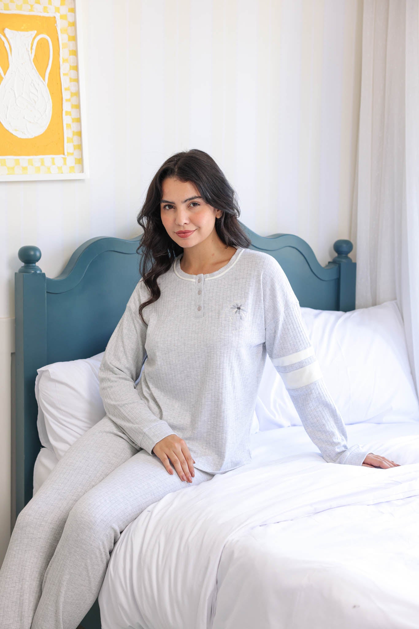 بيجاما انترلوك ساده بفرو علي الكم