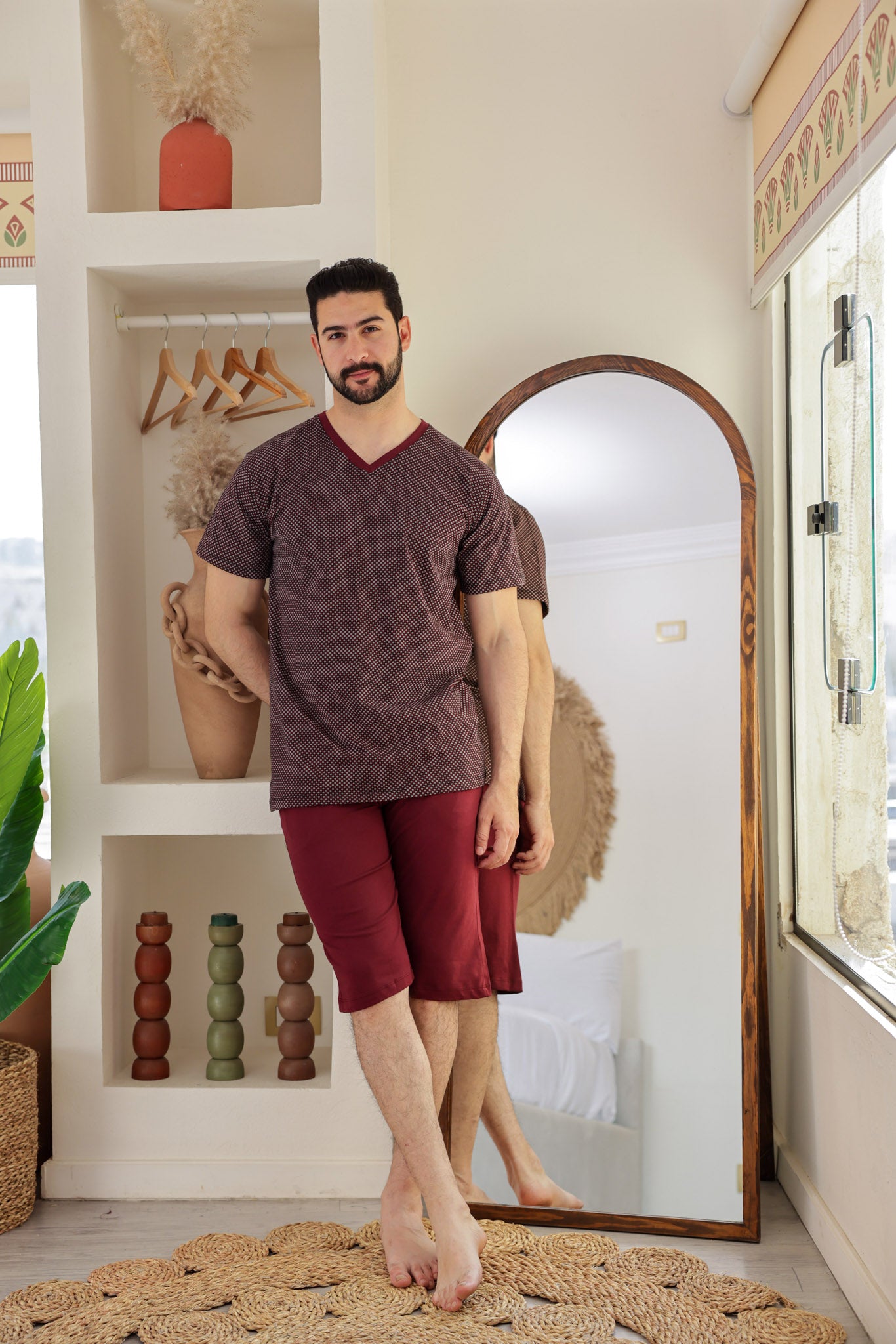 بيجاما نص كم مطبوع روتاري بنتاكور ساده