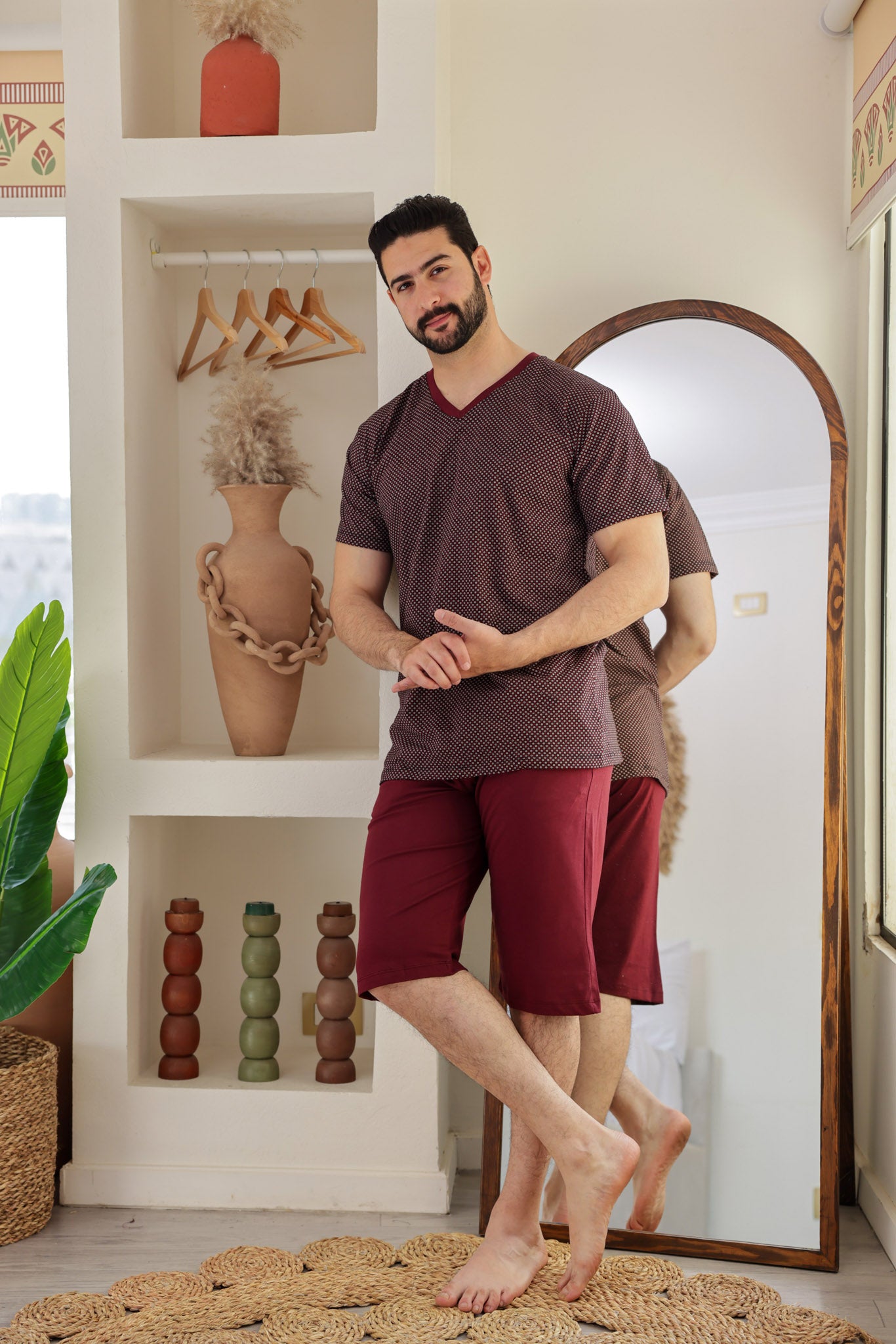 بيجاما نص كم مطبوع روتاري بنتاكور ساده