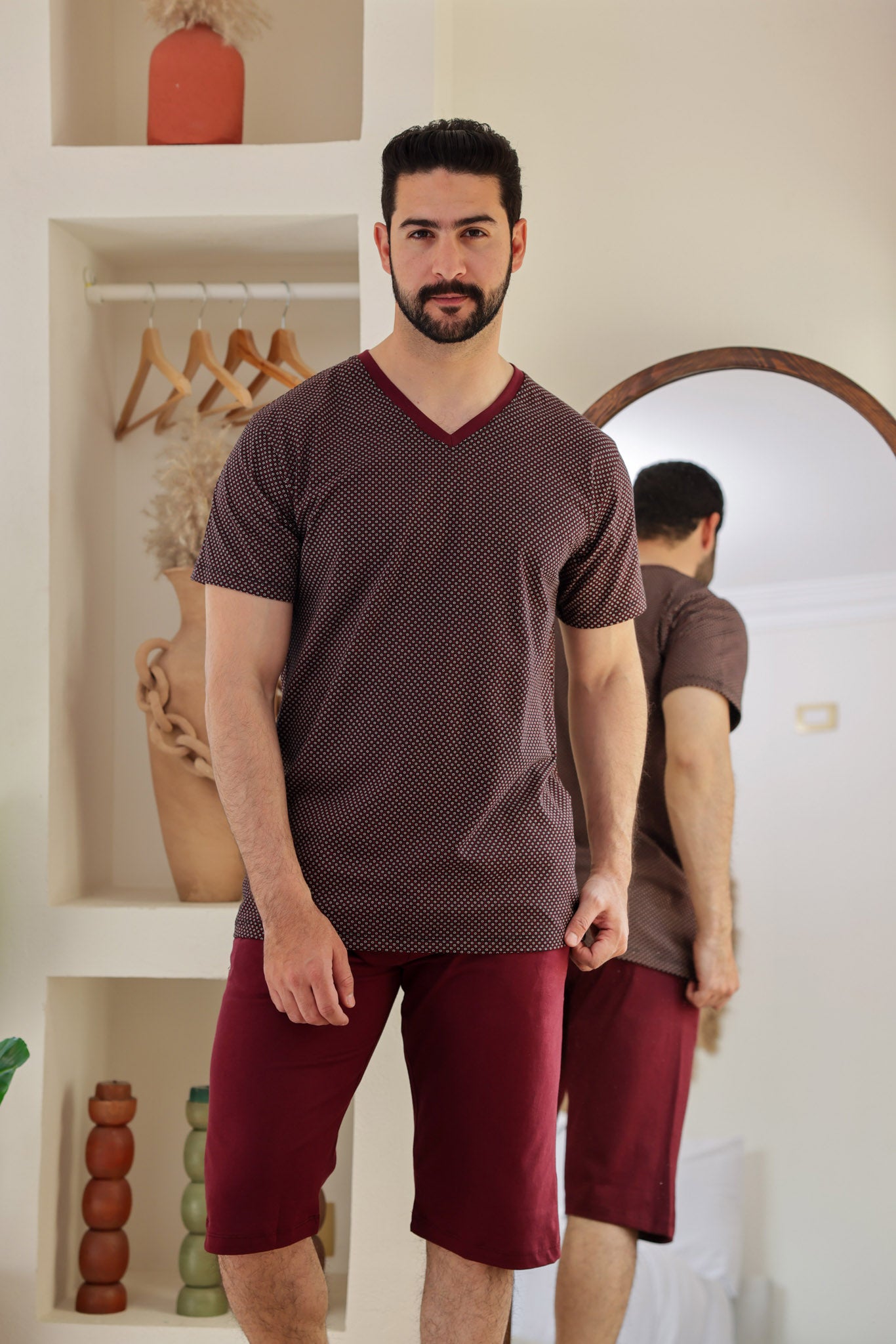 بيجاما نص كم مطبوع روتاري بنتاكور ساده