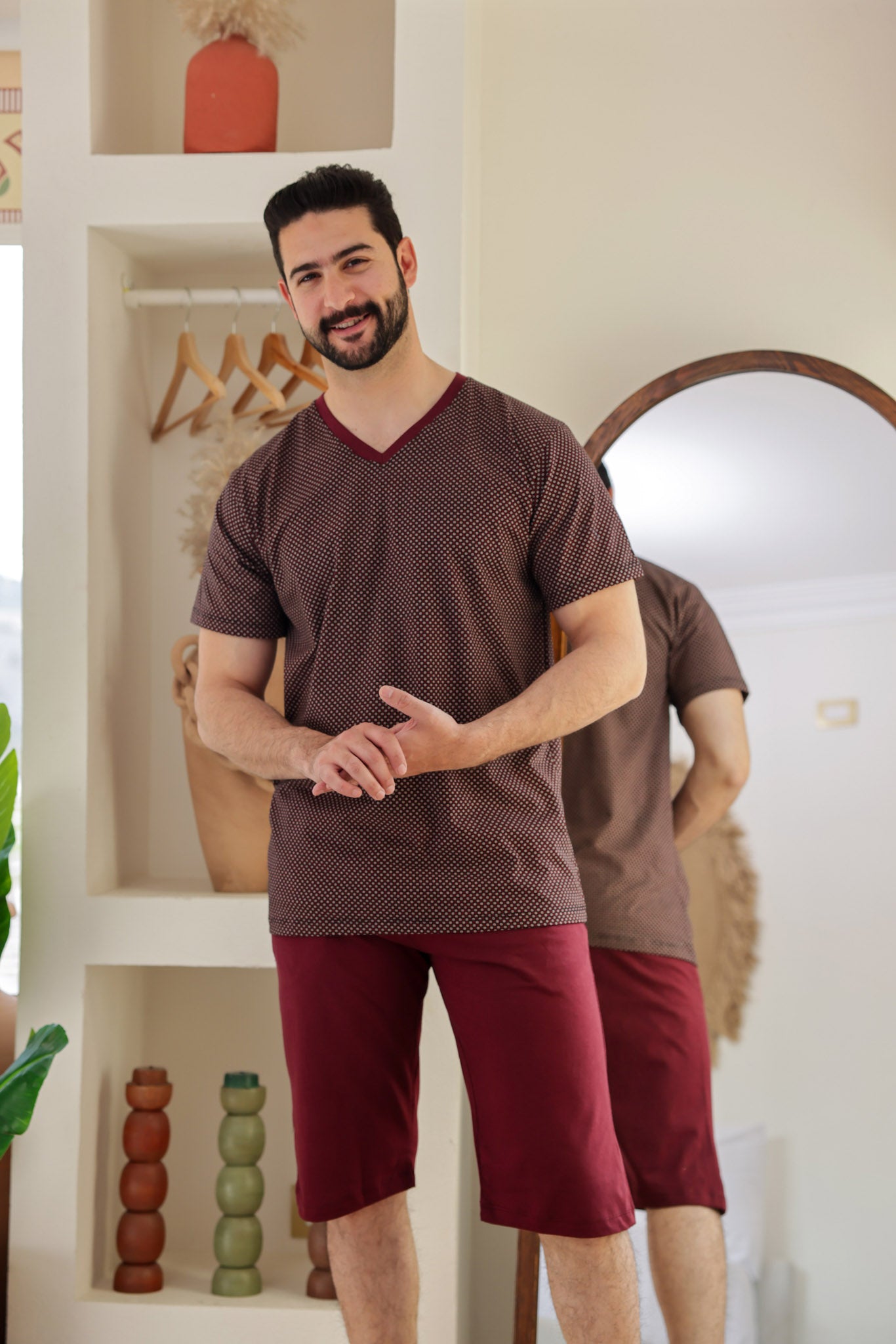 بيجاما نص كم مطبوع روتاري بنتاكور ساده