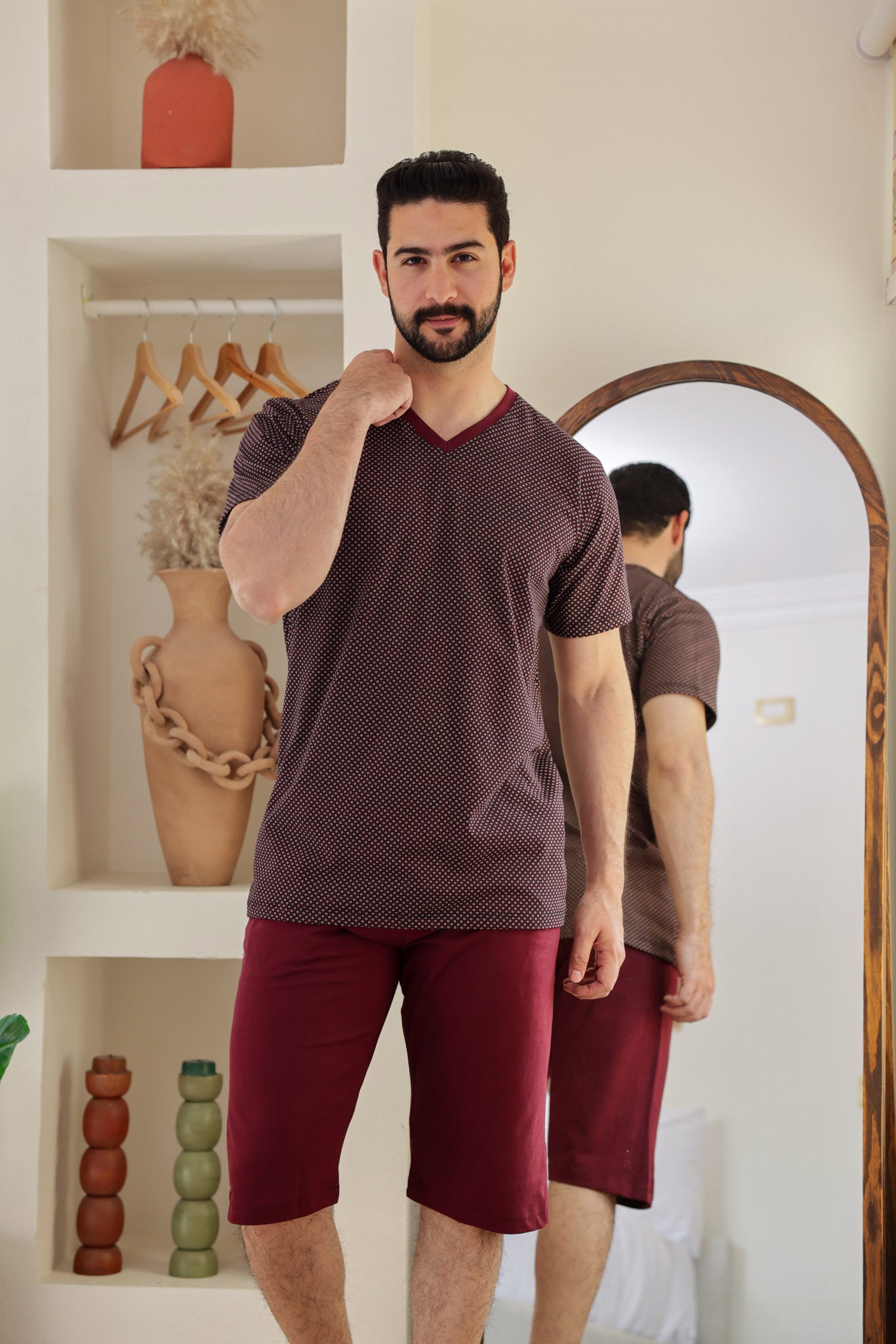 بيجاما نص كم مطبوع روتاري بنتاكور ساده