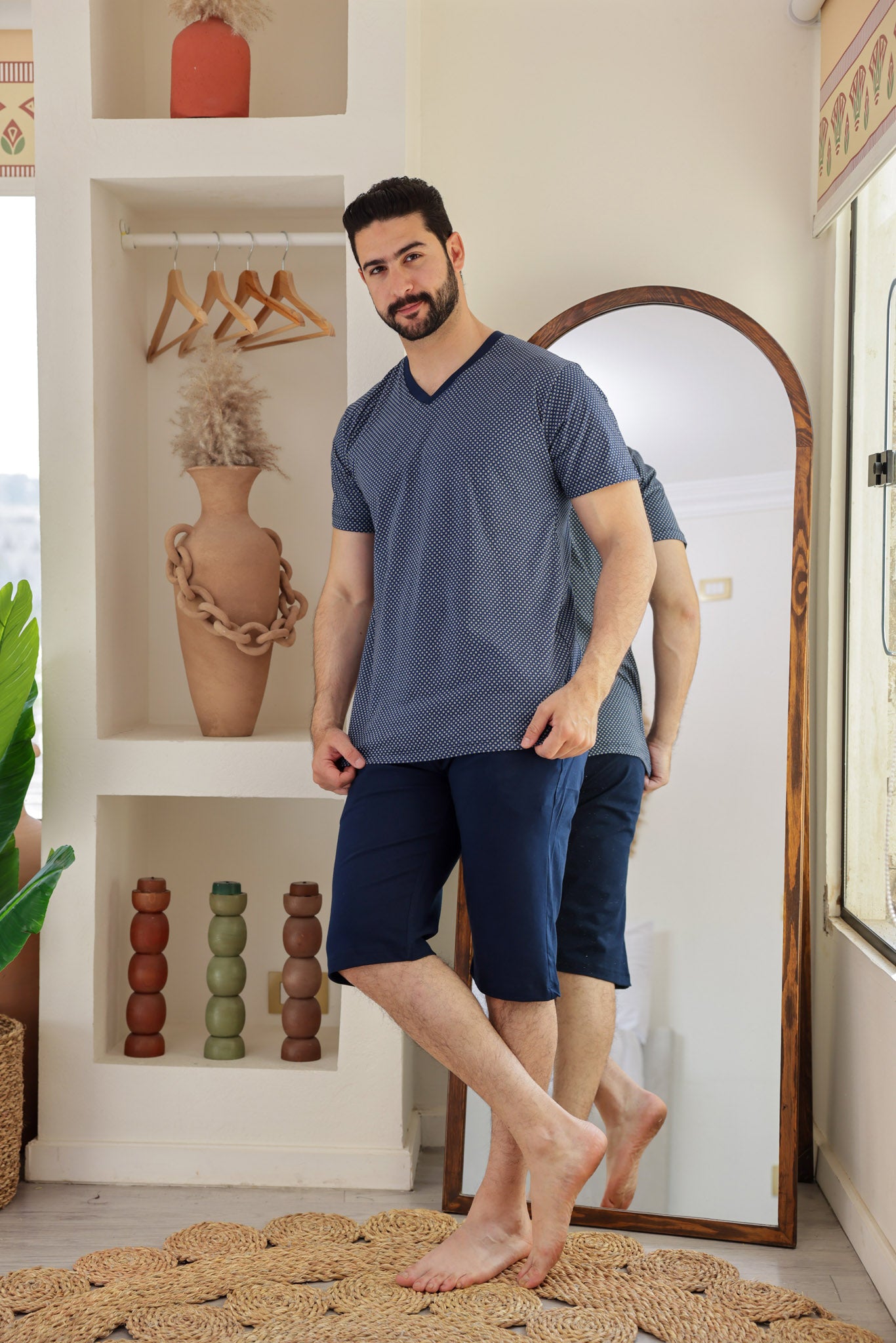 بيجاما نص كم مطبوع روتاري بنتاكور ساده