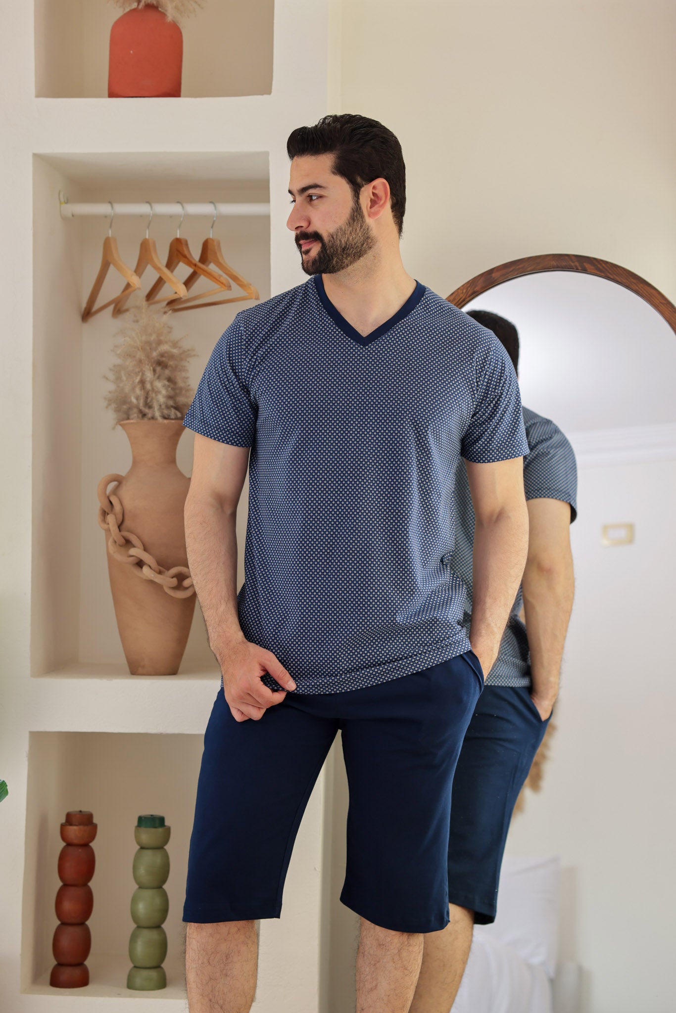 بيجاما نص كم مطبوع روتاري بنتاكور ساده