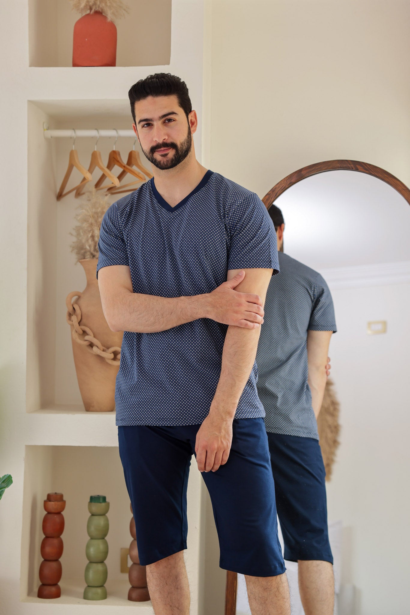 بيجاما نص كم مطبوع روتاري بنتاكور ساده