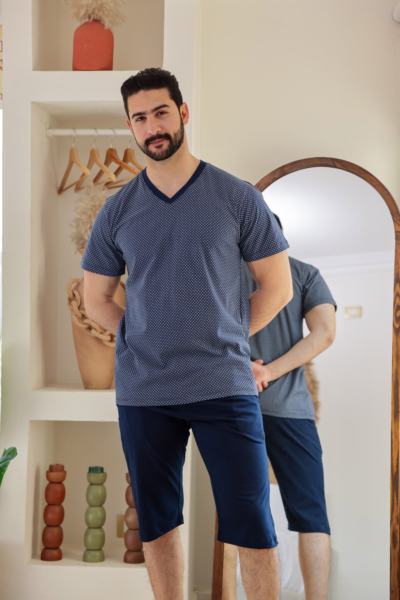 بيجاما نص كم مطبوع روتاري بنتاكور ساده