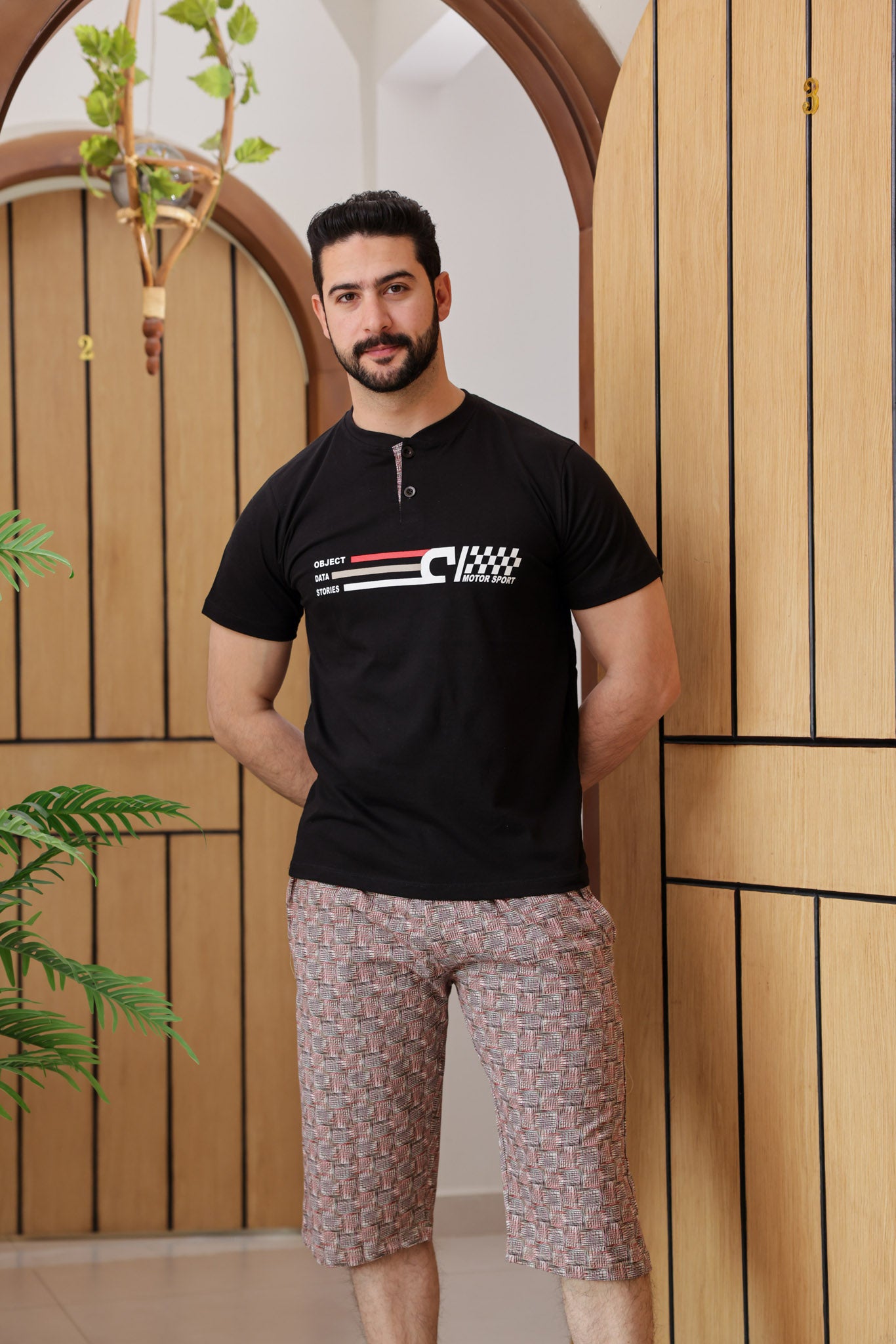 بيجاما نص كم بندا زراير بنتاكور مطبوع