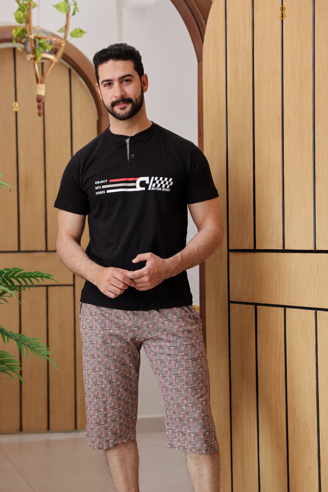 بيجاما نص كم بندا زراير بنتاكور مطبوع