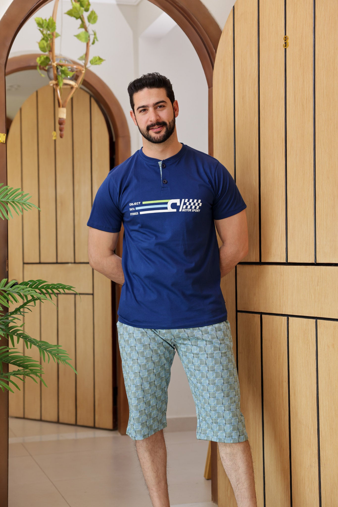 بيجاما نص كم بندا زراير بنتاكور مطبوع