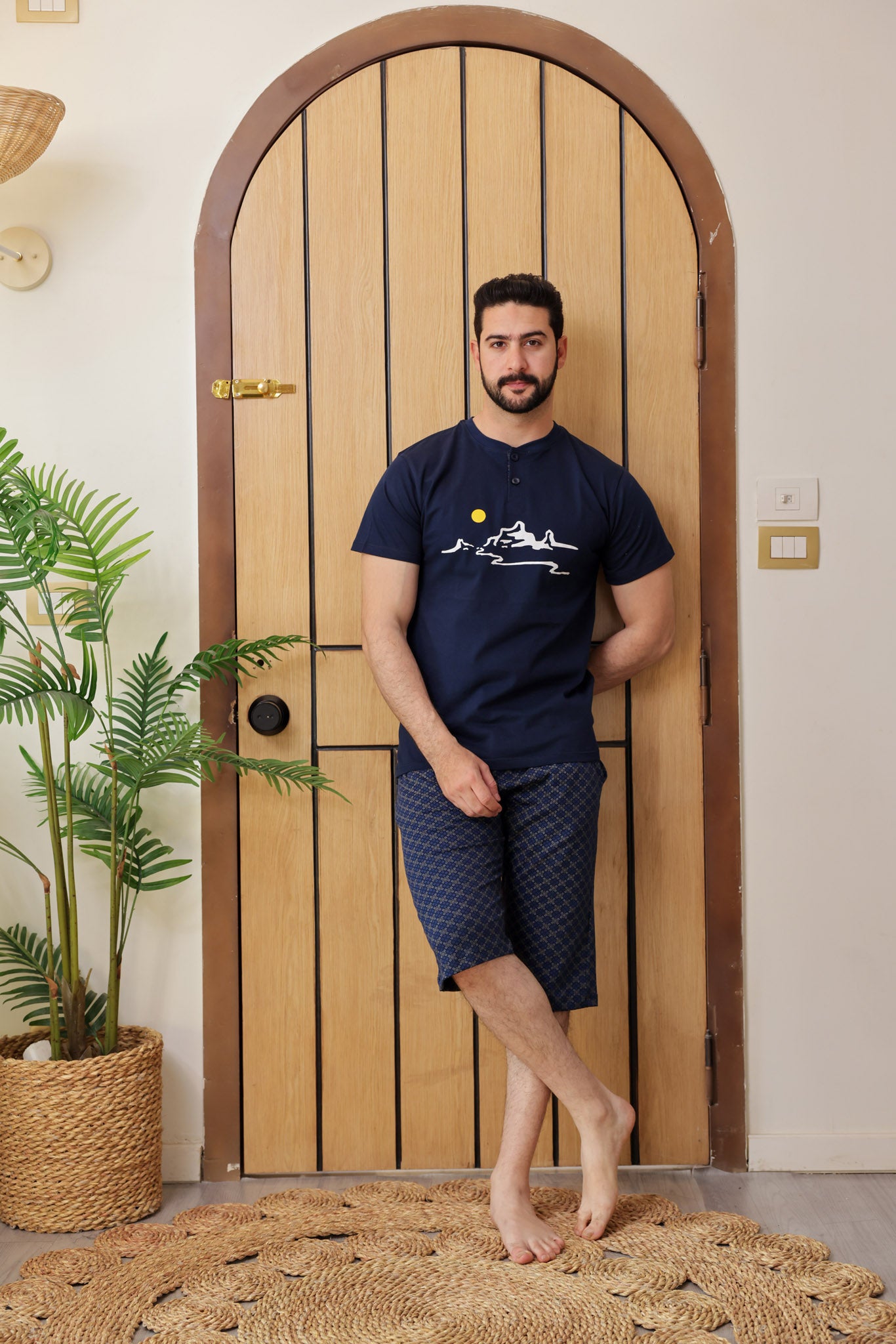 بيجاما نص كم بندا مطبوع شمس بنتاكور روتاري