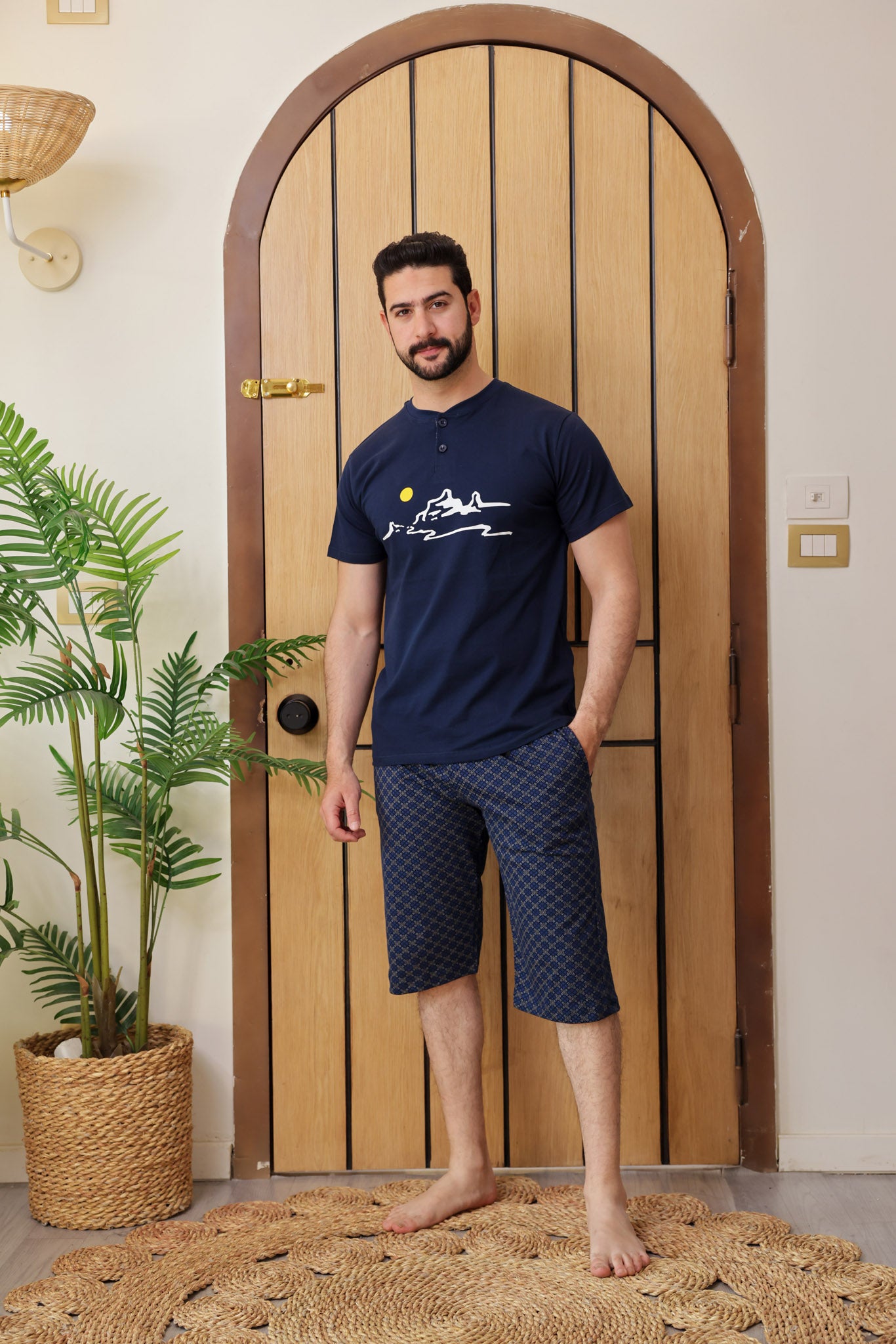 بيجاما نص كم بندا مطبوع شمس بنتاكور روتاري