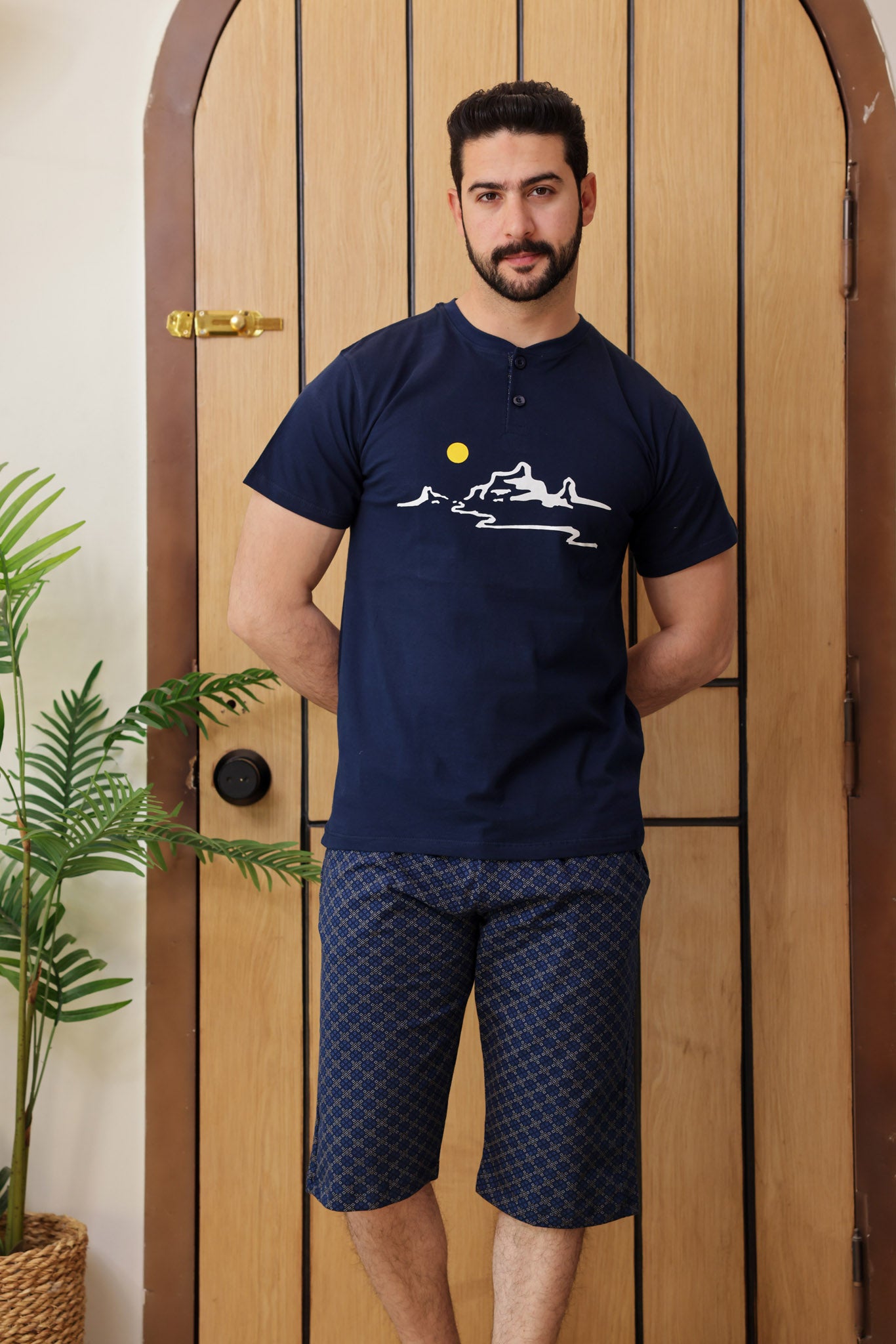 بيجاما نص كم بندا مطبوع شمس بنتاكور روتاري