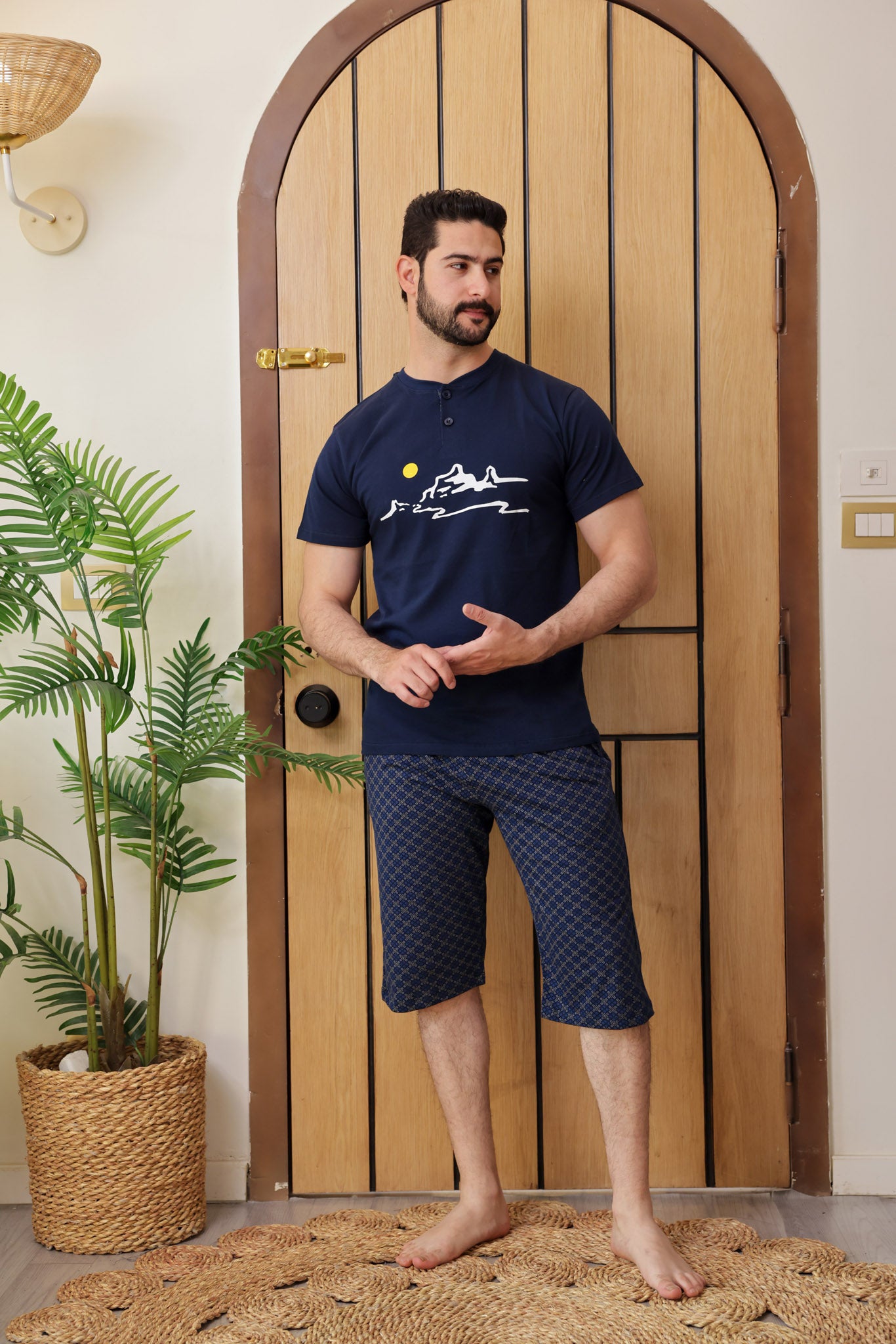 بيجاما نص كم بندا مطبوع شمس بنتاكور روتاري