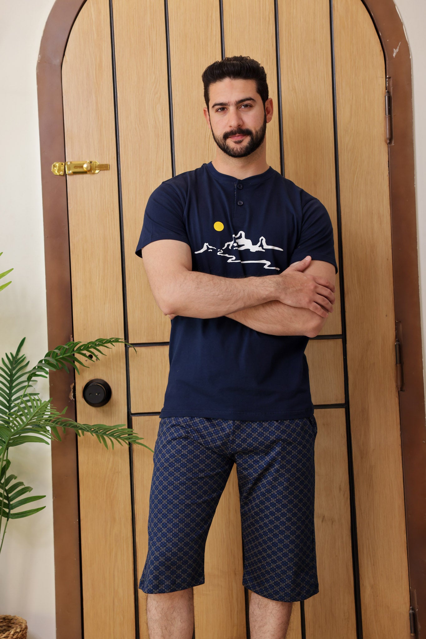 بيجاما نص كم بندا مطبوع شمس بنتاكور روتاري