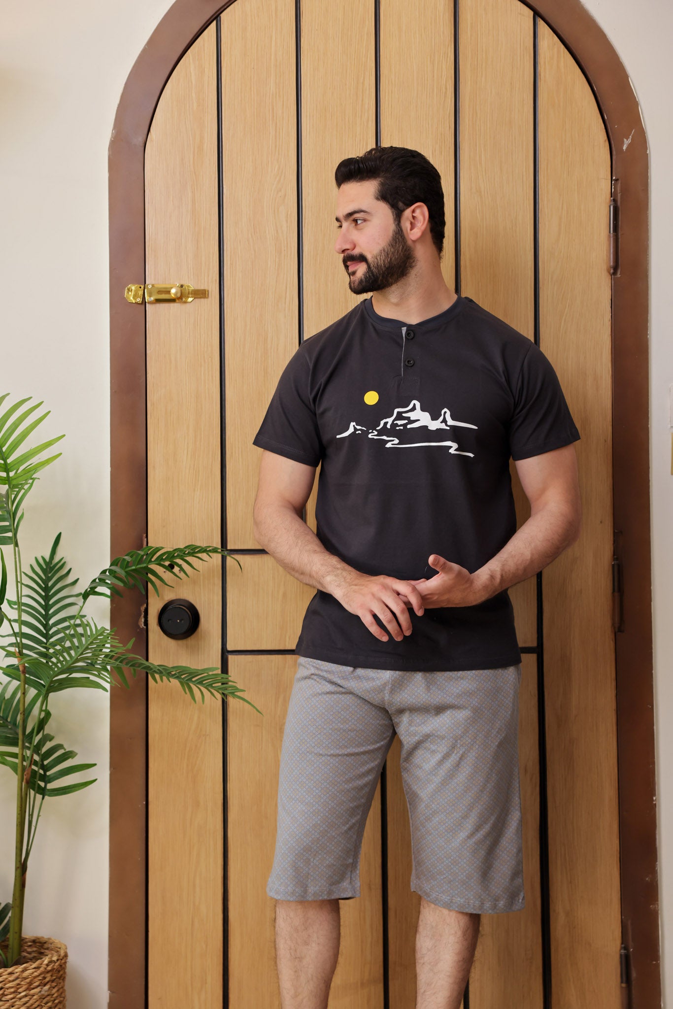 بيجاما نص كم بندا مطبوع شمس بنتاكور روتاري