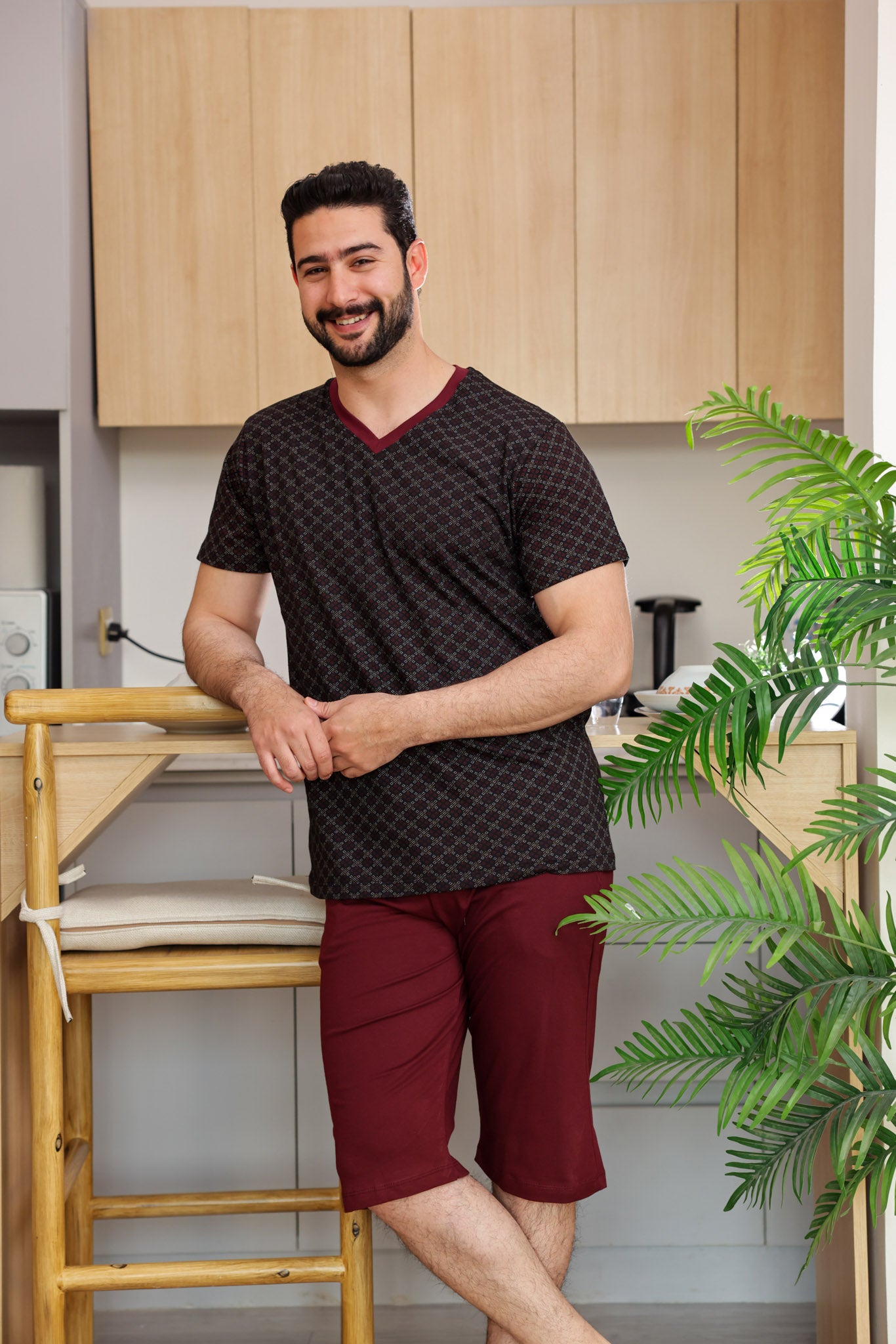 بيجاما نص كم مطبوع روتاري بنتاكور ساده