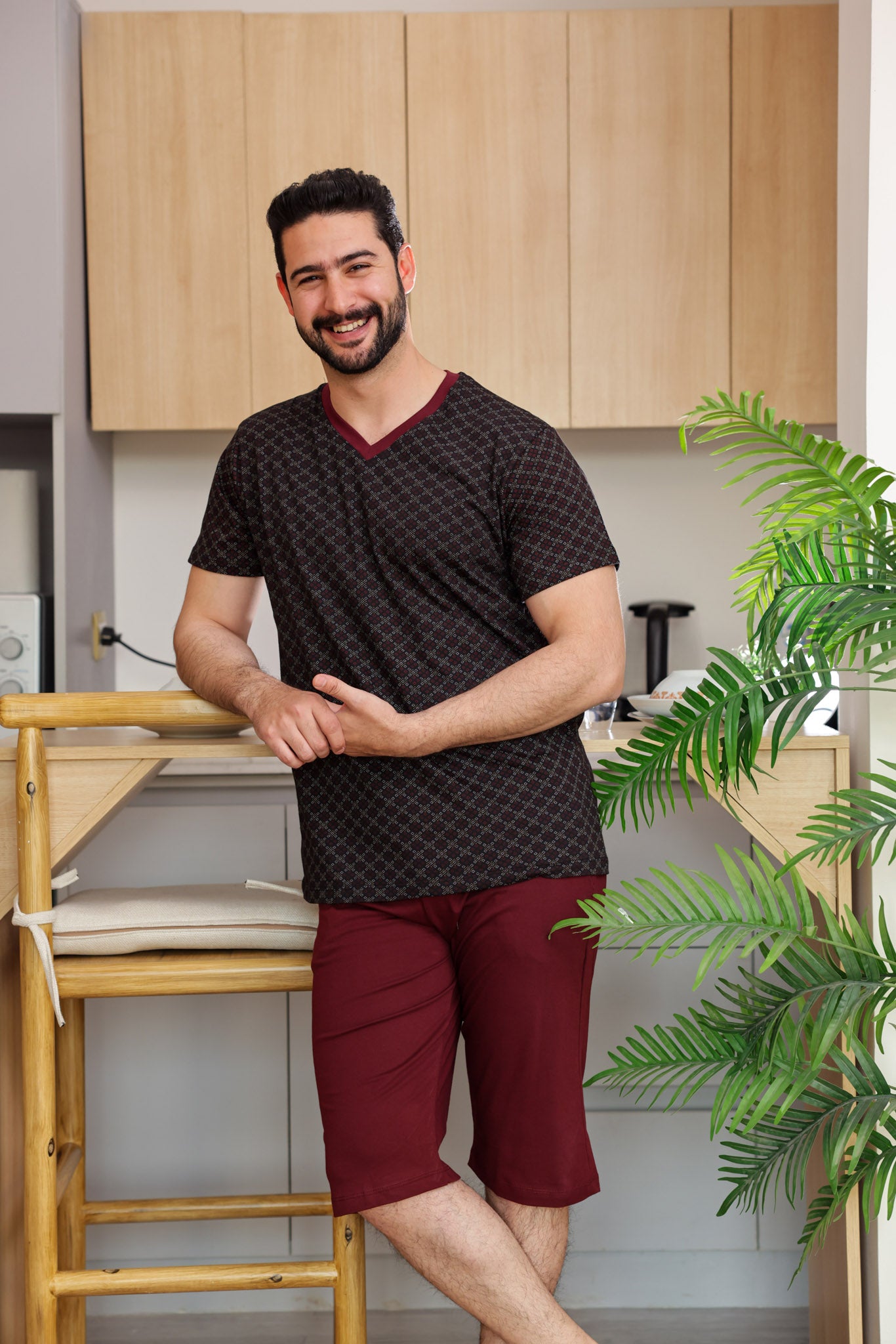 بيجاما نص كم مطبوع روتاري بنتاكور ساده