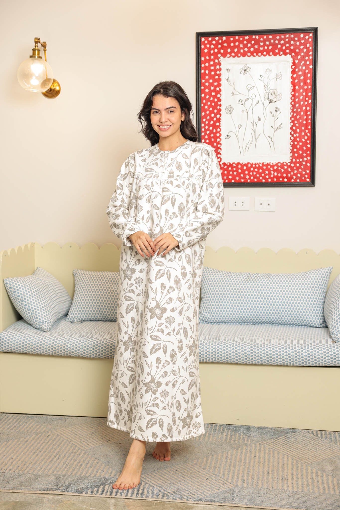 جلباب ميلتون مطبوع روتاري بندا وزراير