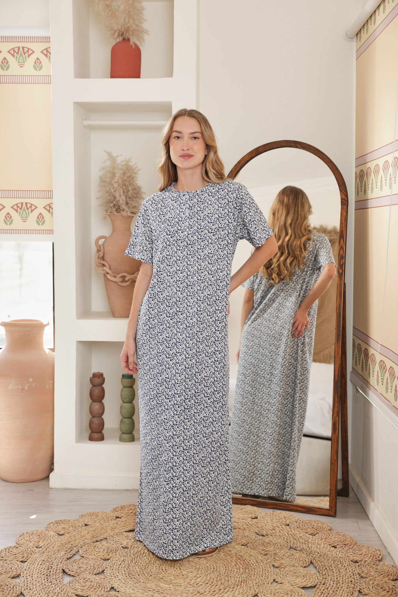 قميص نص كم بندا زراير مطبوع روتاري