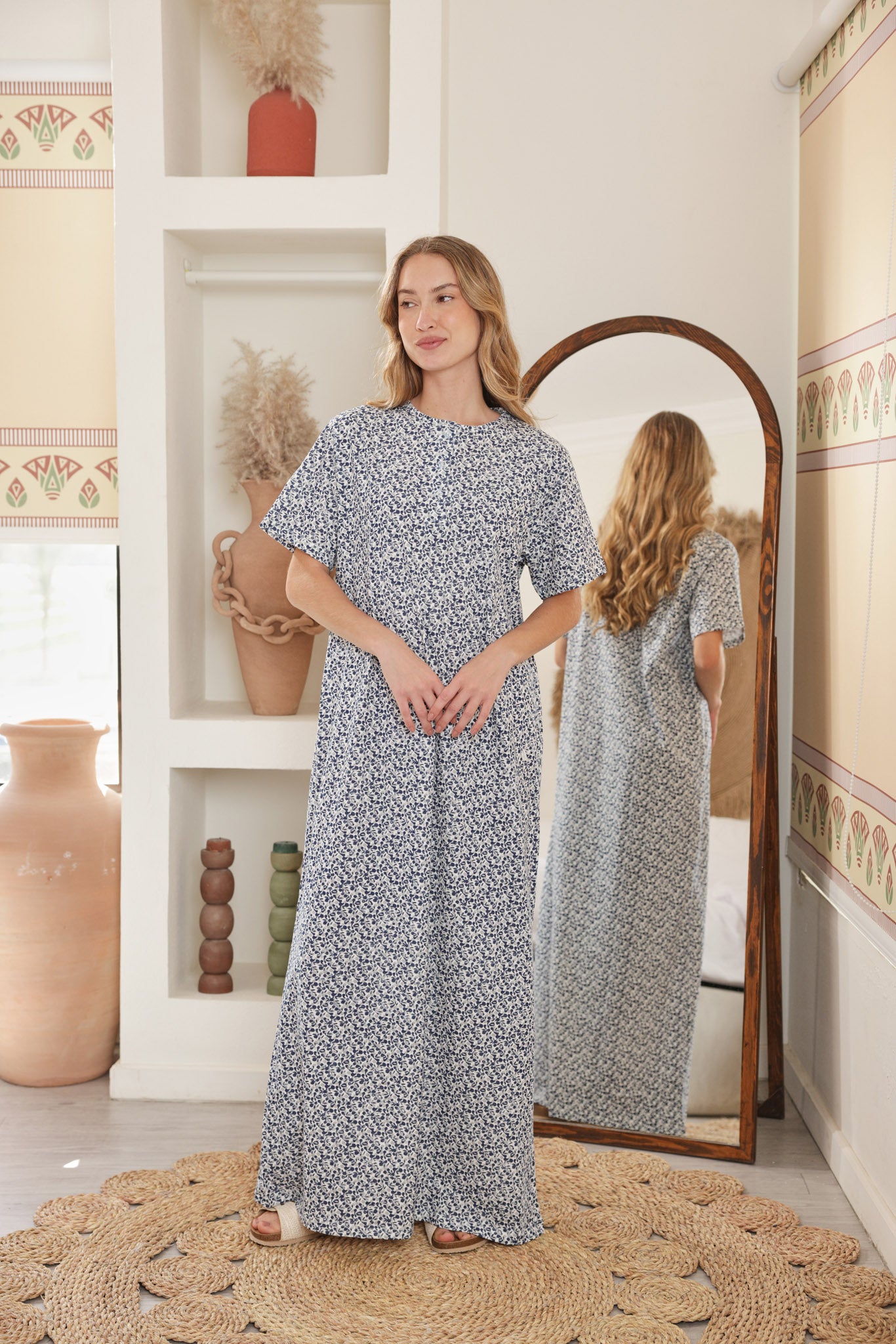 قميص نص كم بندا زراير مطبوع روتاري