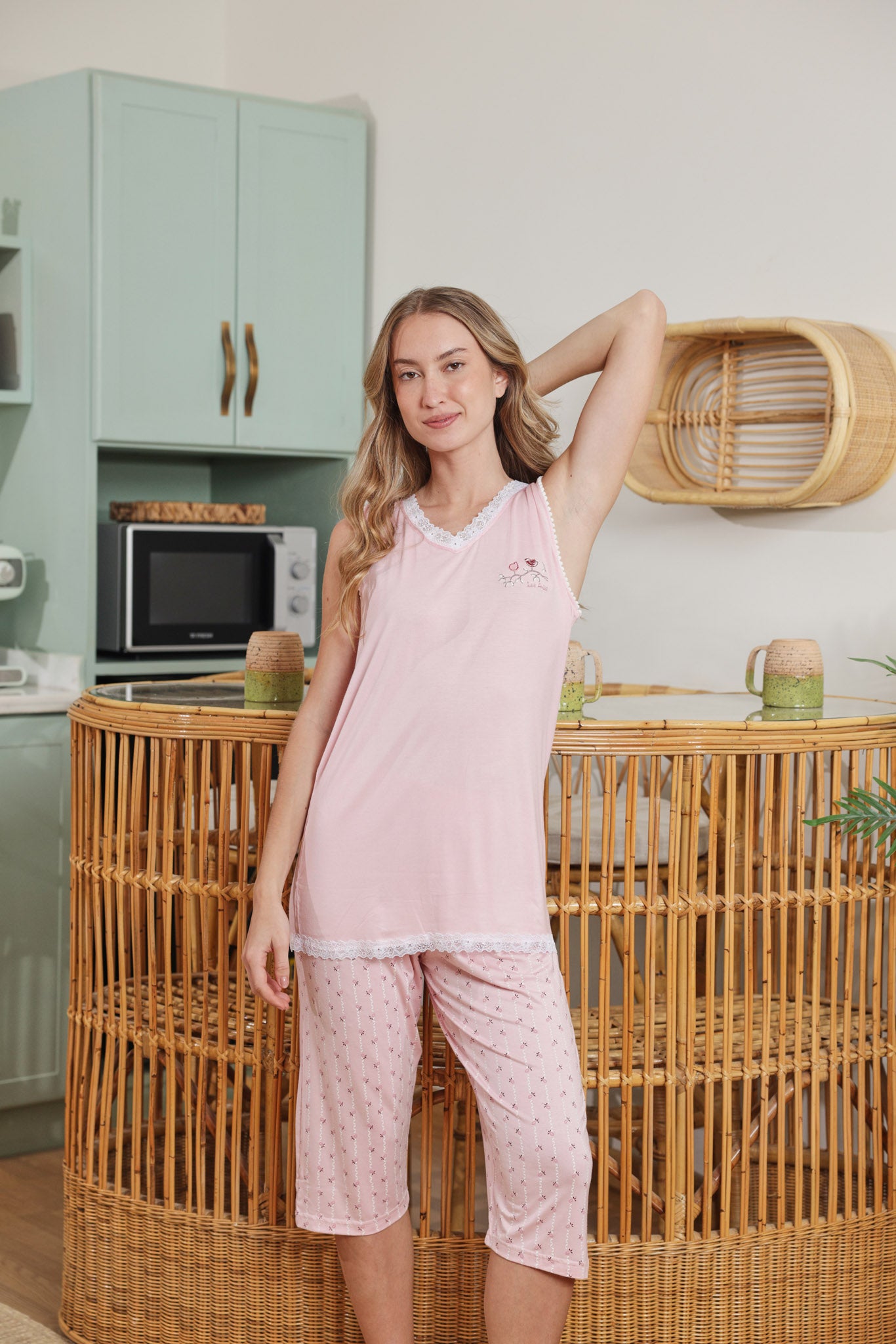 بيجاما نوم نسائي كت بنتاكور فسكوز ليكرا