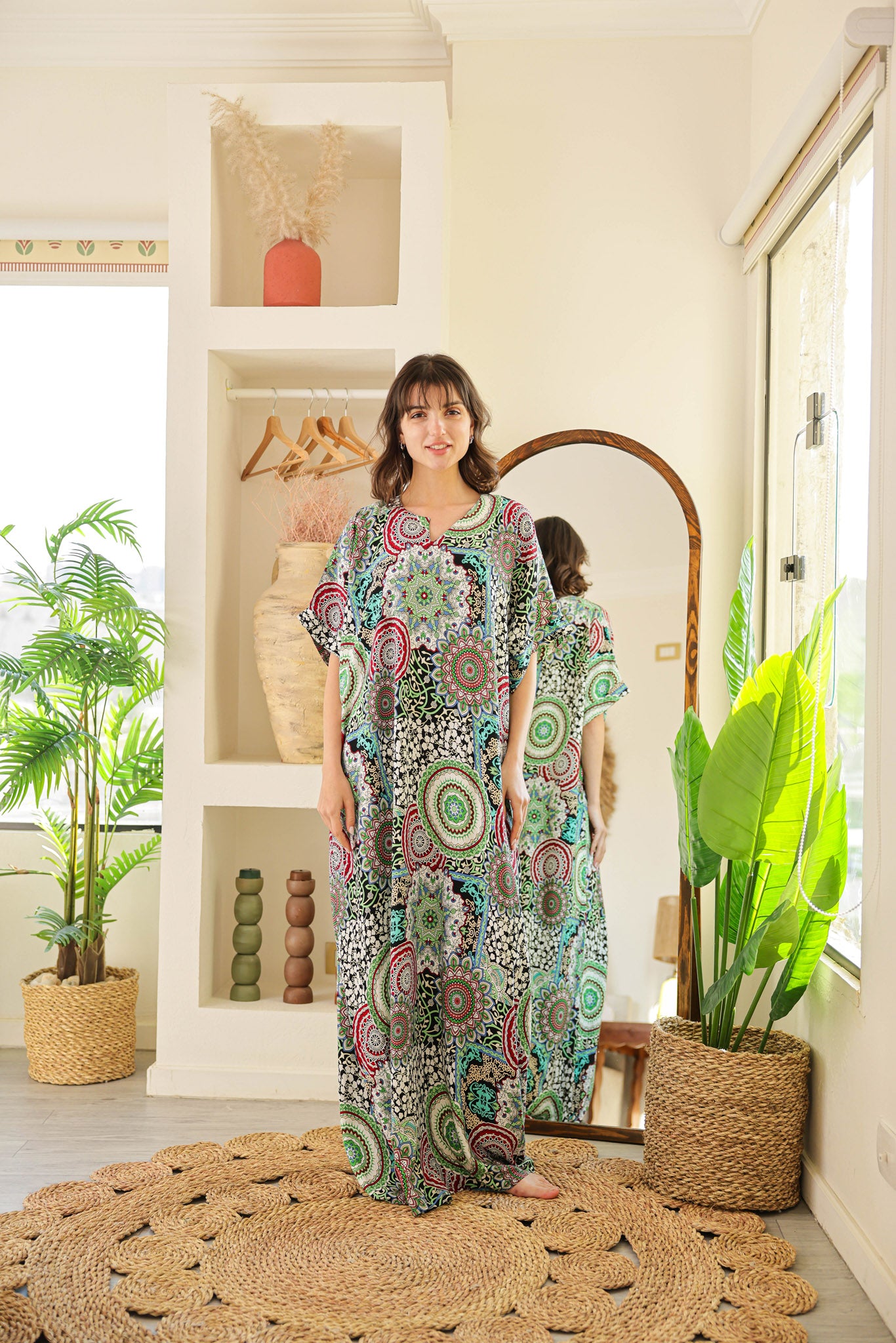 قميص فسكوز نصف كم مطبوع خياميه