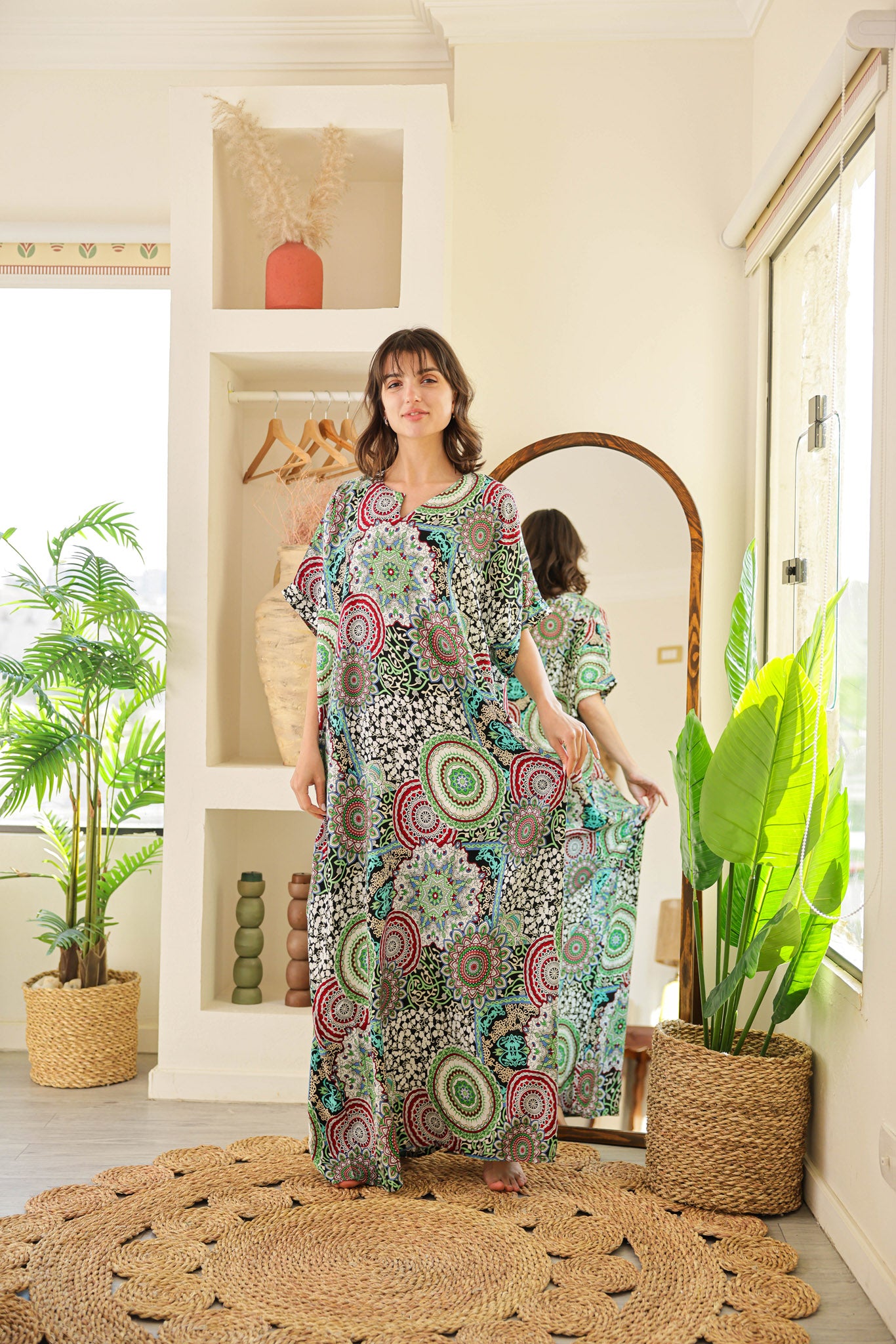 قميص فسكوز نصف كم مطبوع خياميه