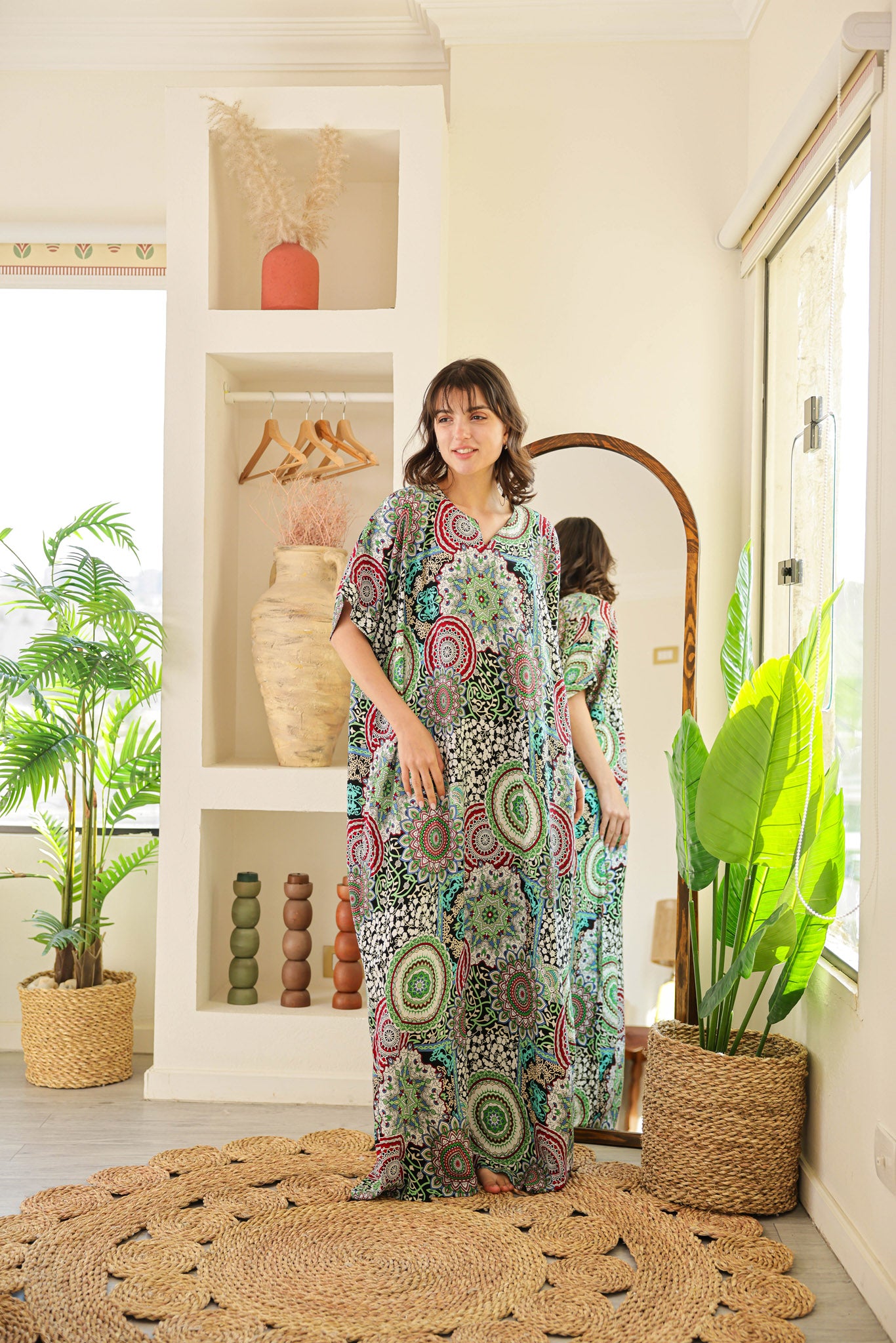 قميص فسكوز نصف كم مطبوع خياميه