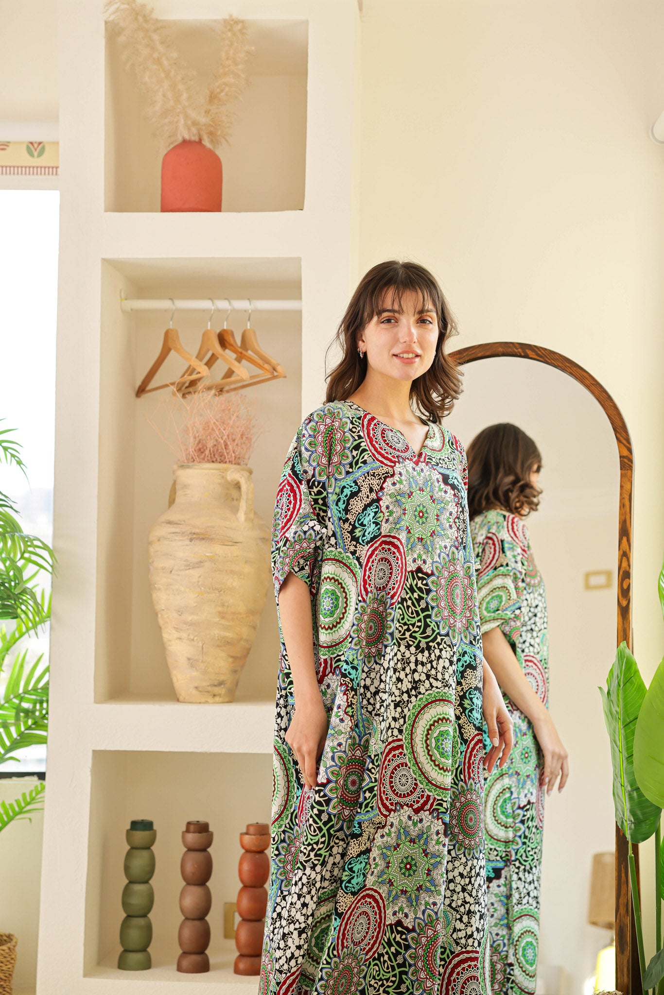 قميص فسكوز نصف كم مطبوع خياميه