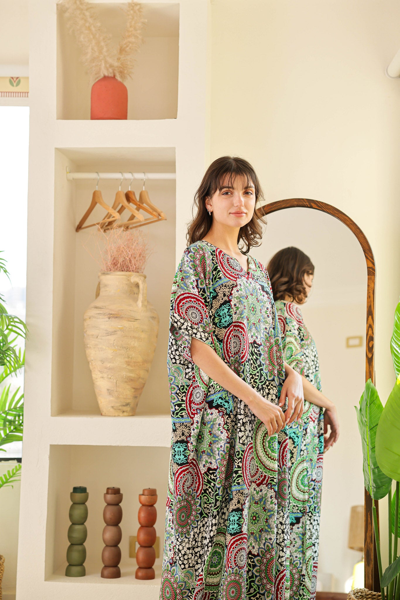 قميص فسكوز نصف كم مطبوع خياميه