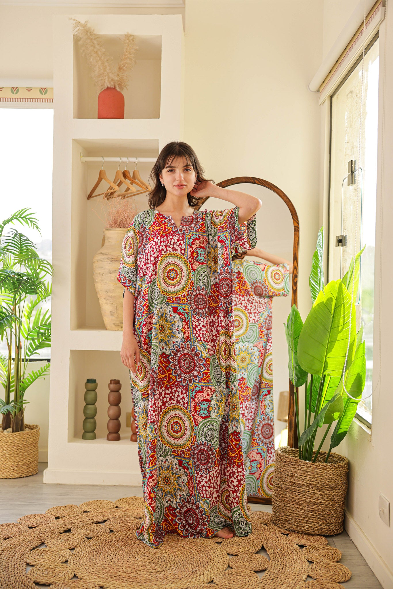 قميص فسكوز نصف كم مطبوع خياميه