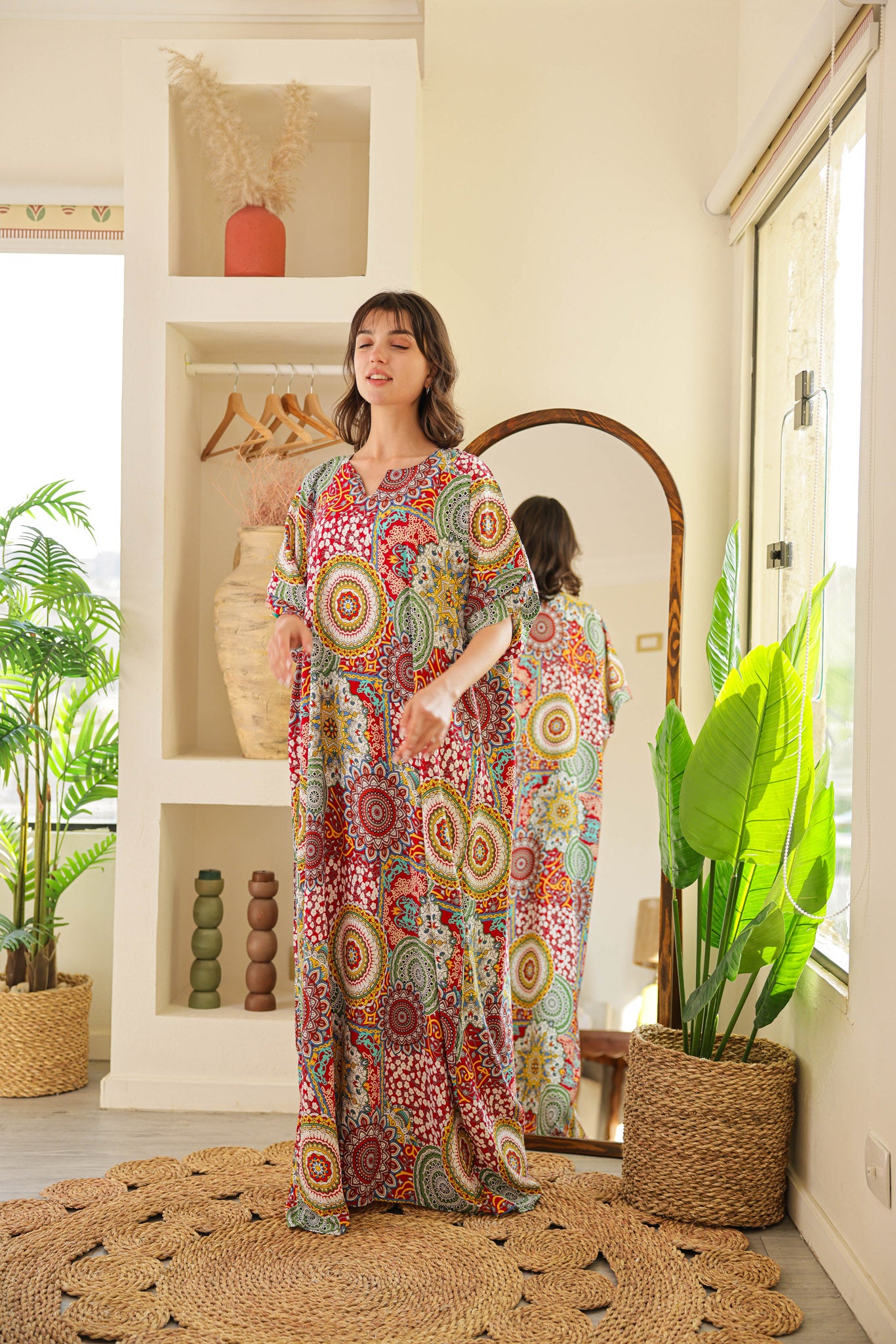 قميص فسكوز نصف كم مطبوع خياميه