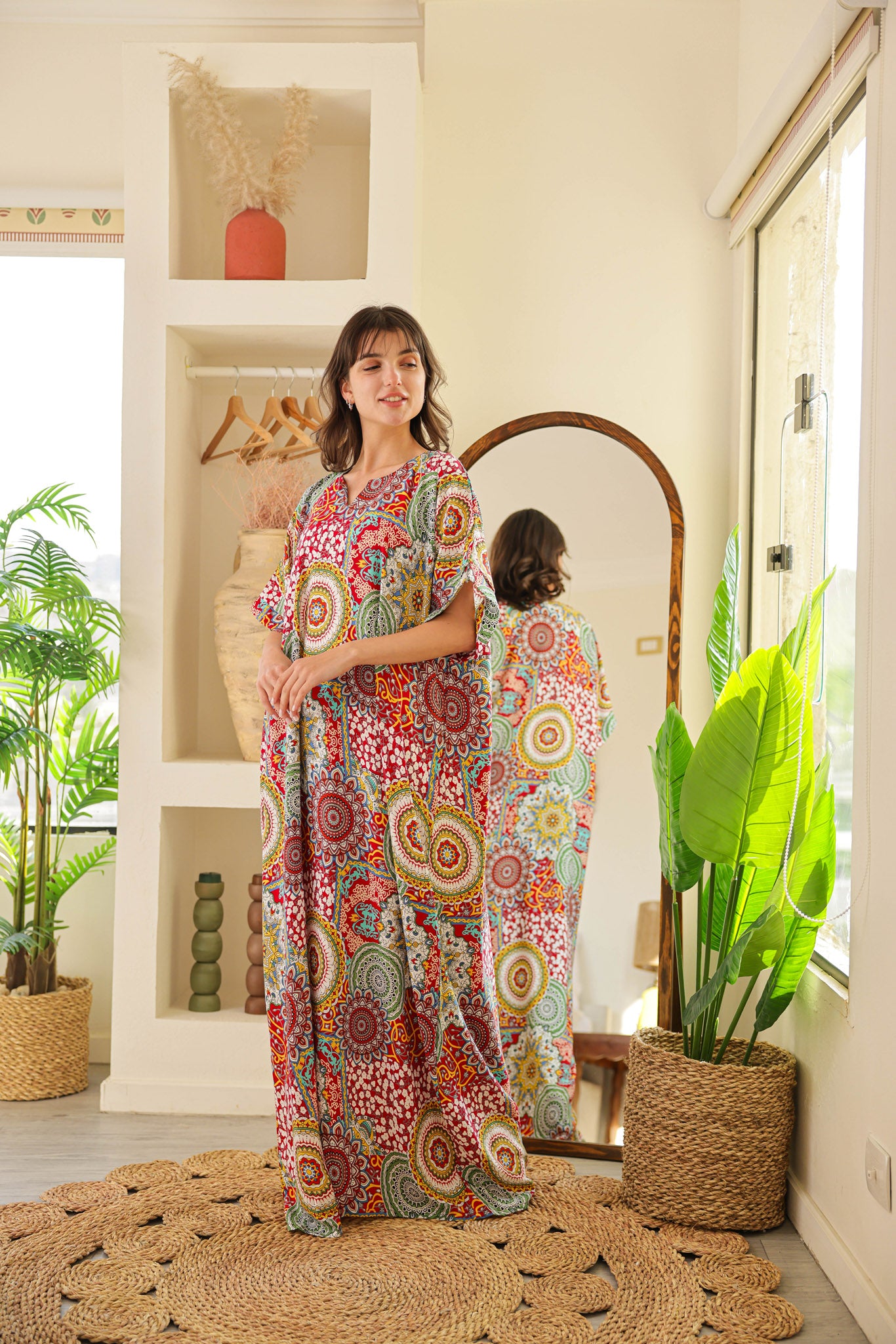 قميص فسكوز نصف كم مطبوع خياميه