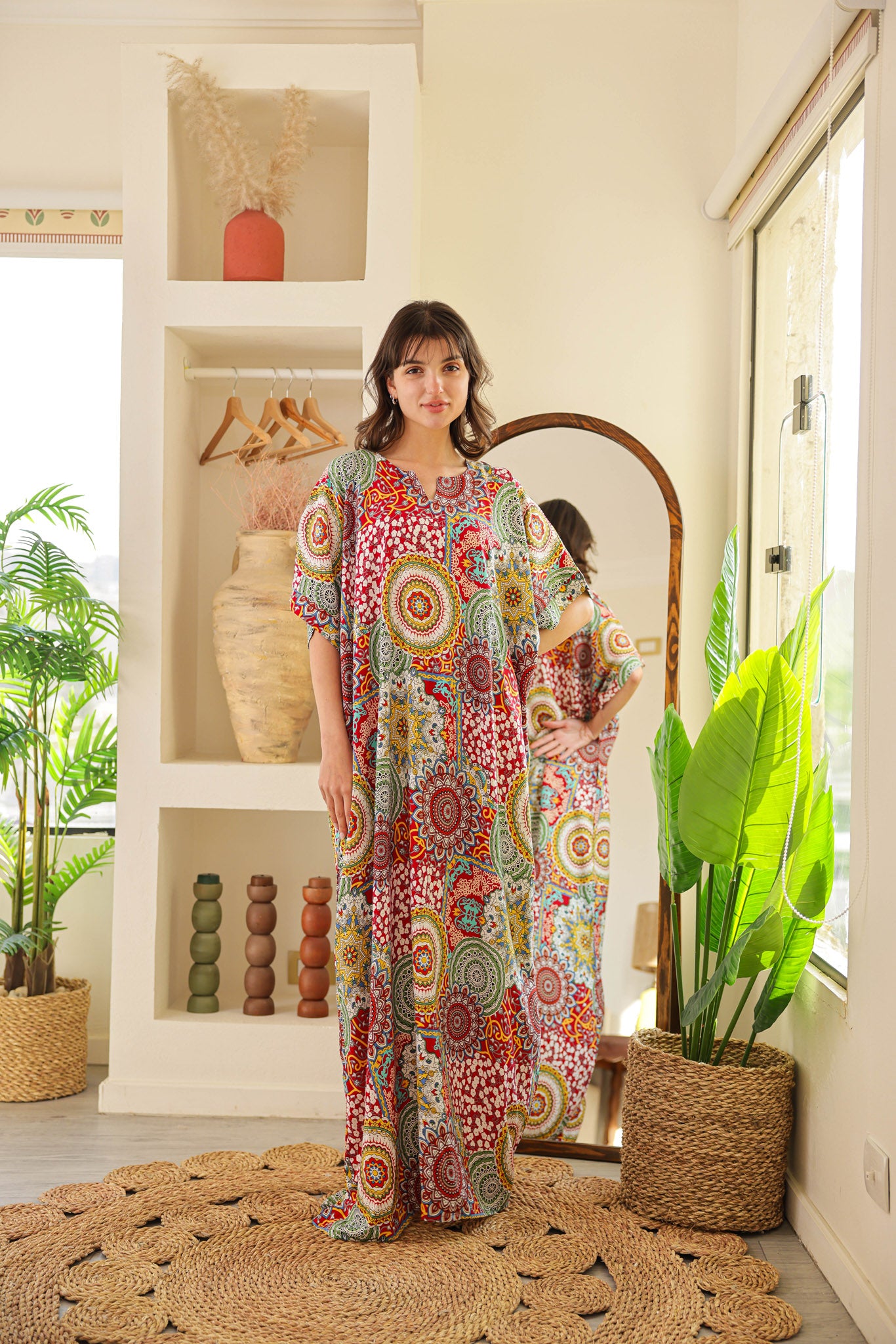 قميص فسكوز نصف كم مطبوع خياميه