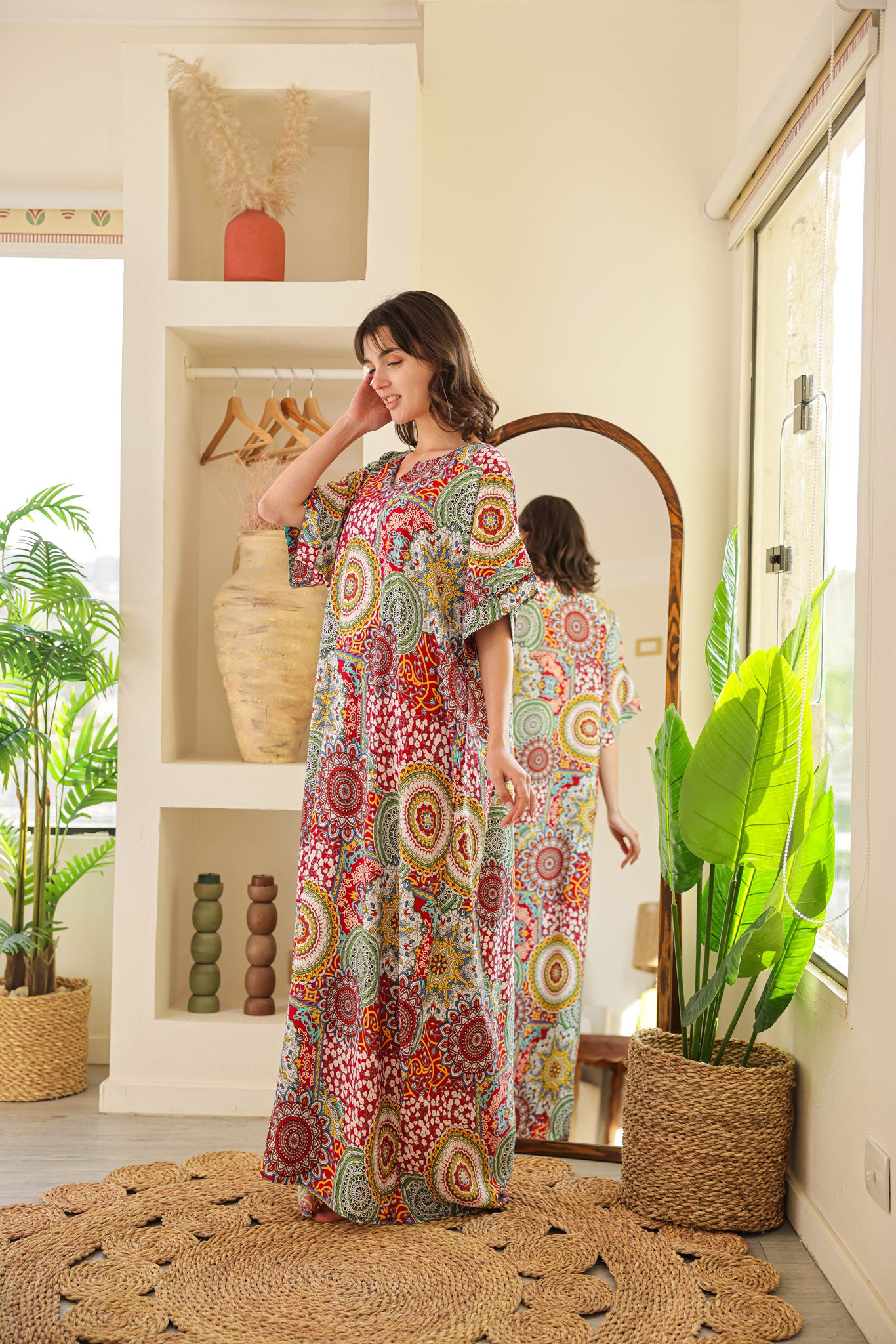 قميص فسكوز نصف كم مطبوع خياميه