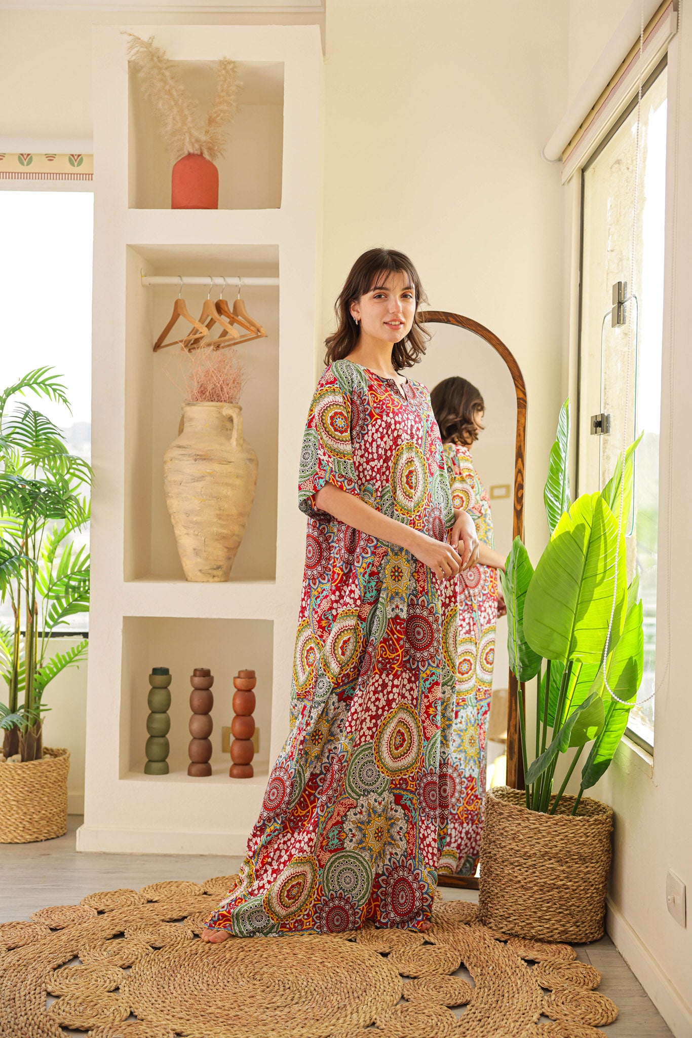 قميص فسكوز نصف كم مطبوع خياميه