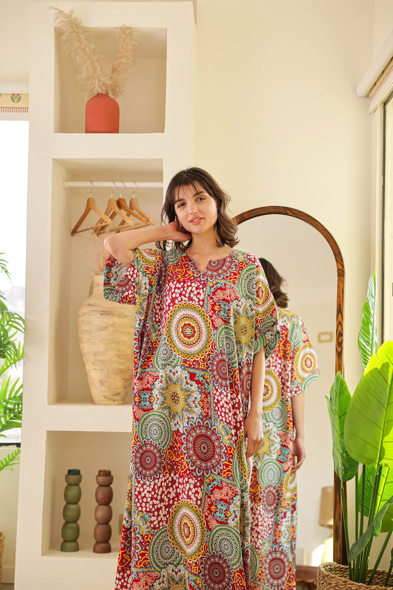 قميص فسكوز نصف كم مطبوع خياميه