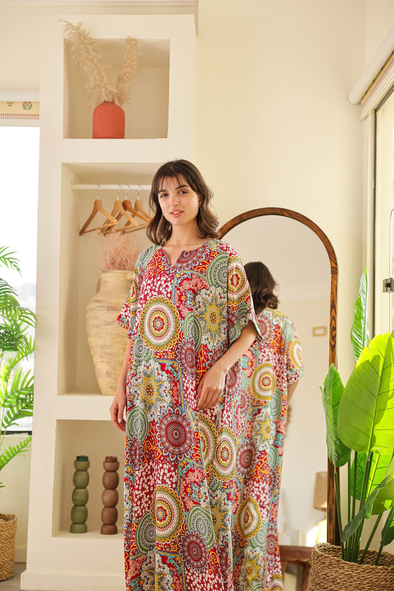 قميص فسكوز نصف كم مطبوع خياميه