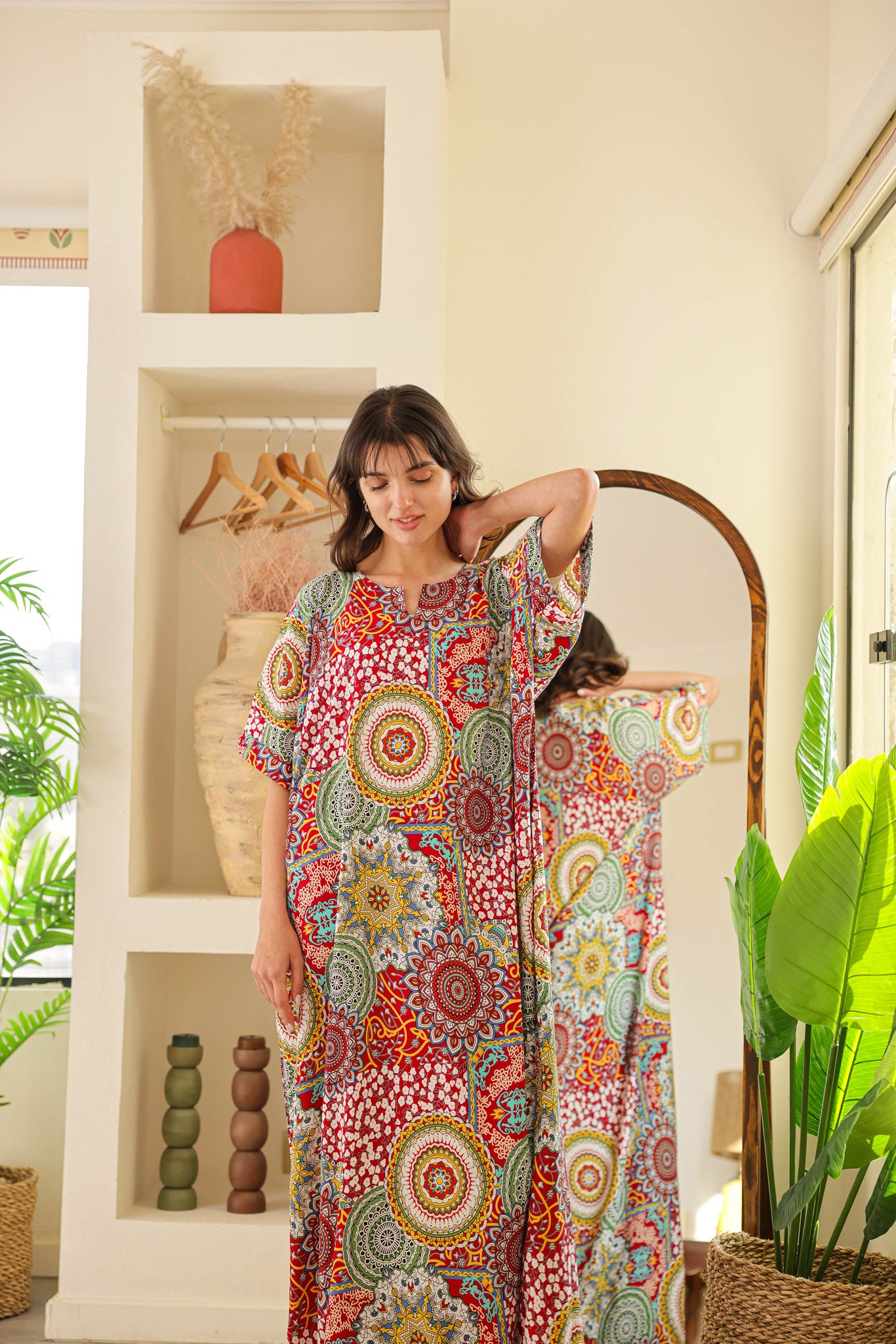 قميص فسكوز نصف كم مطبوع خياميه