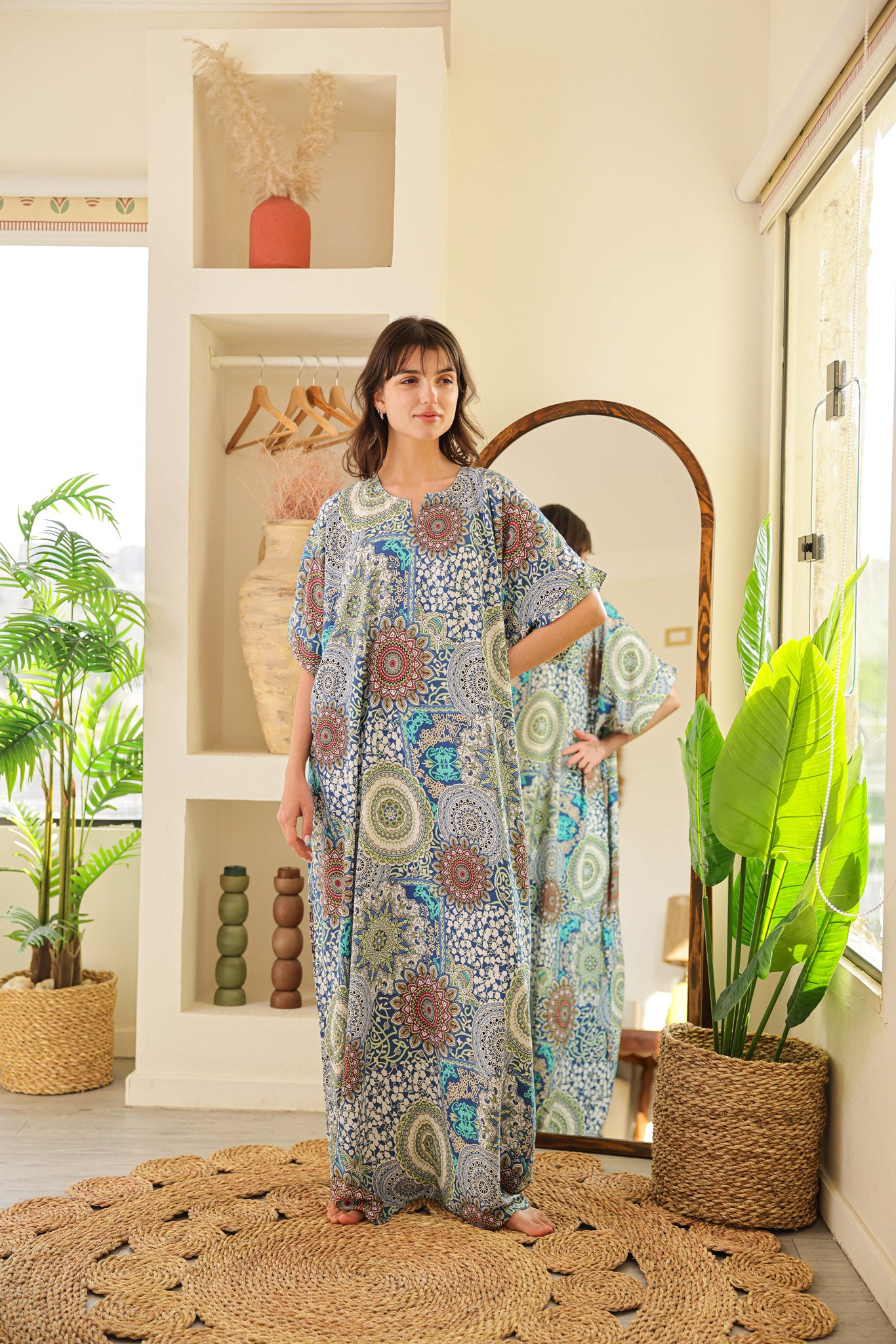 قميص فسكوز نصف كم مطبوع خياميه