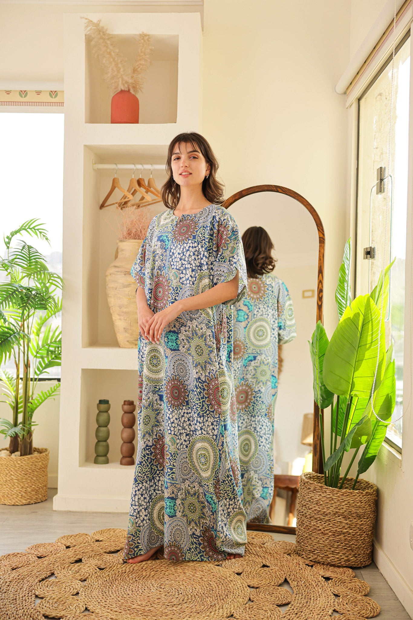 قميص فسكوز نصف كم مطبوع خياميه