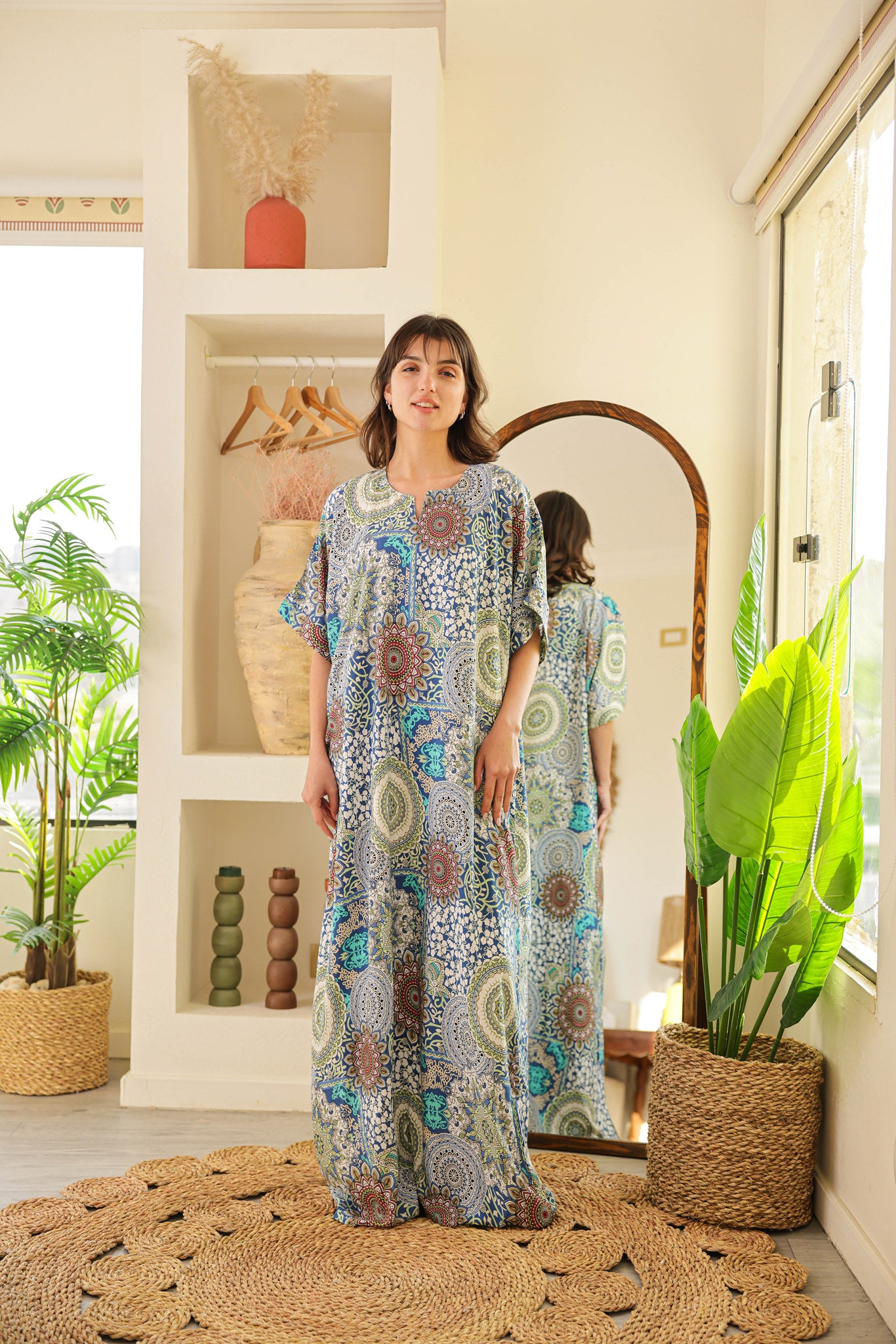 قميص فسكوز نصف كم مطبوع خياميه