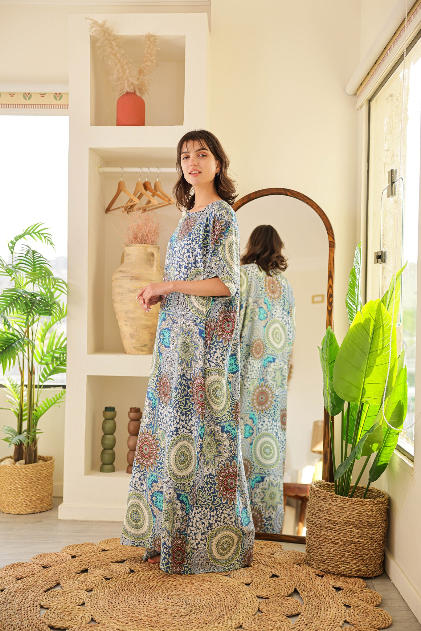 قميص فسكوز نصف كم مطبوع خياميه