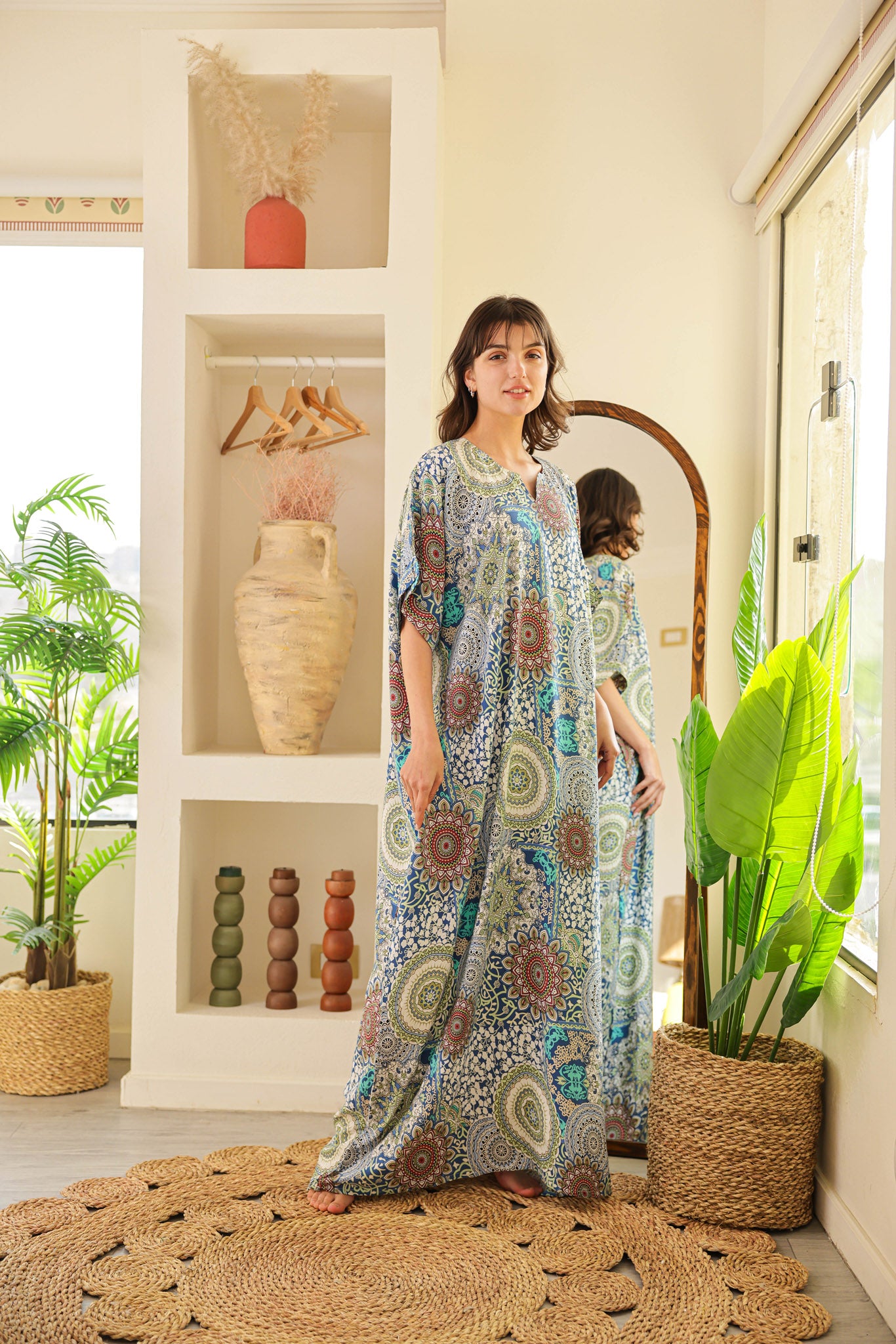 قميص فسكوز نصف كم مطبوع خياميه