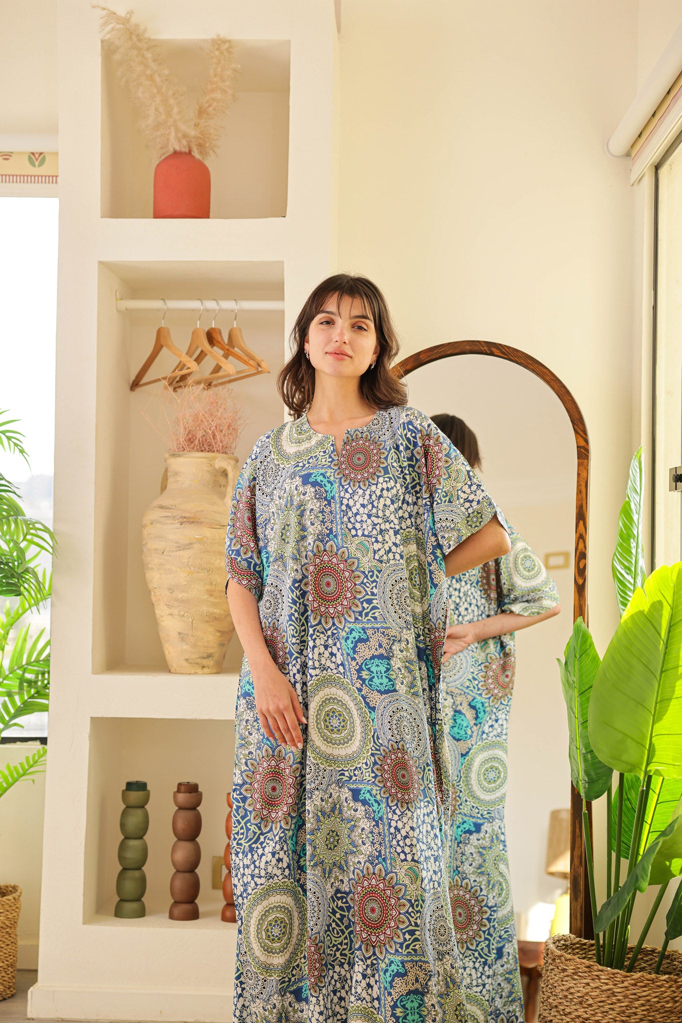 قميص فسكوز نصف كم مطبوع خياميه